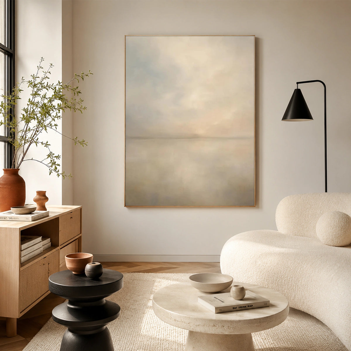 Ocean And Sky Abstract Texture Canvas Art #OS484