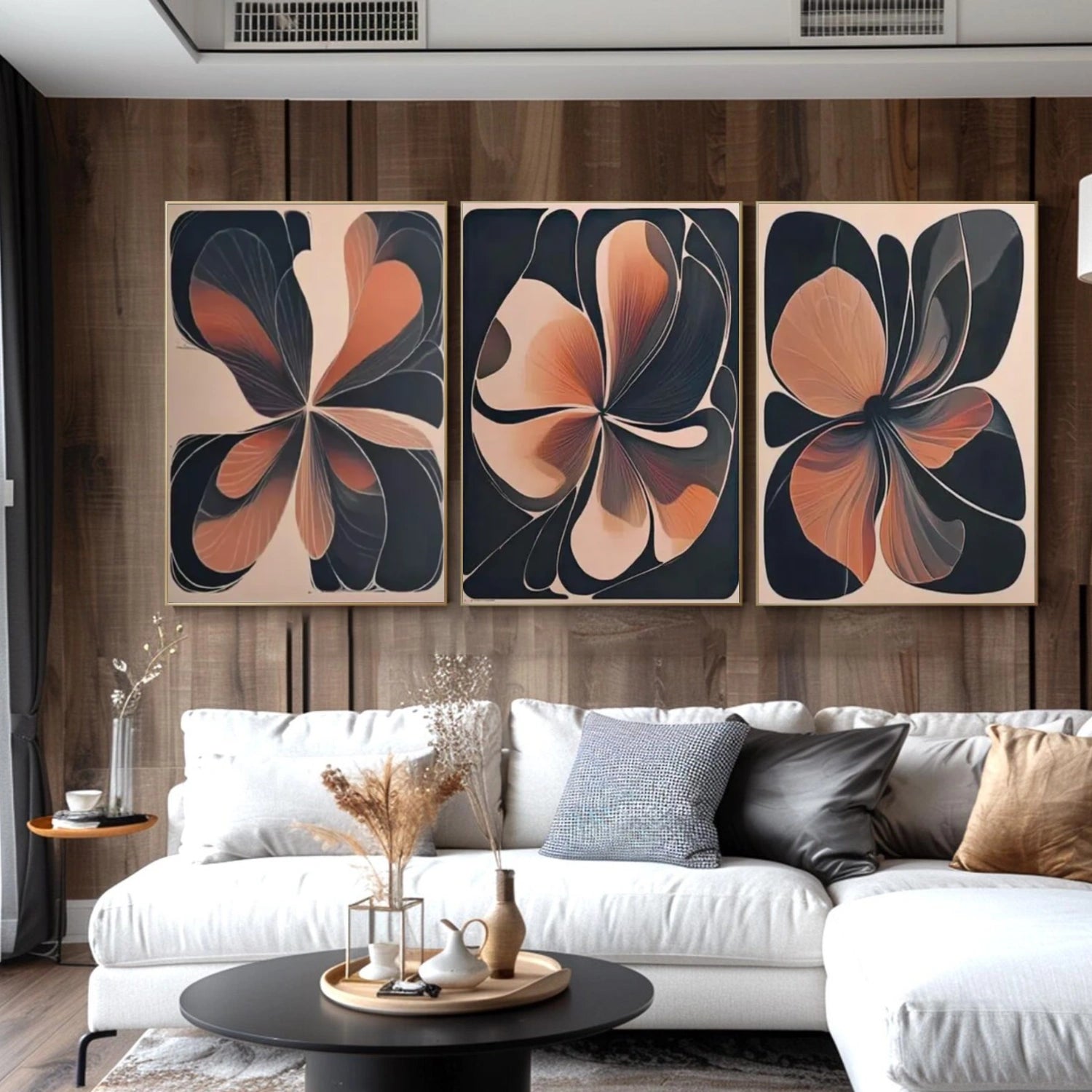 Flower & Tree Abstract Canvas Art Set Of 3 #FT 266
