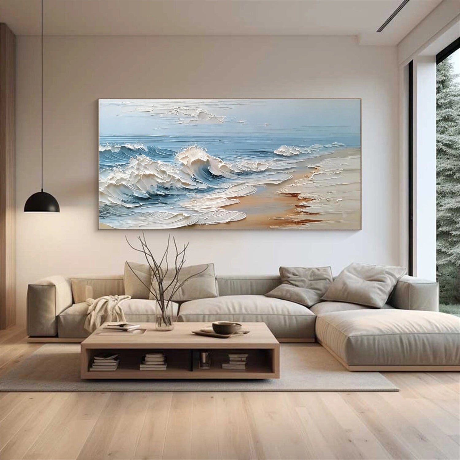 Ocean And Sky Abstract Texture Canvas Art #OS409
