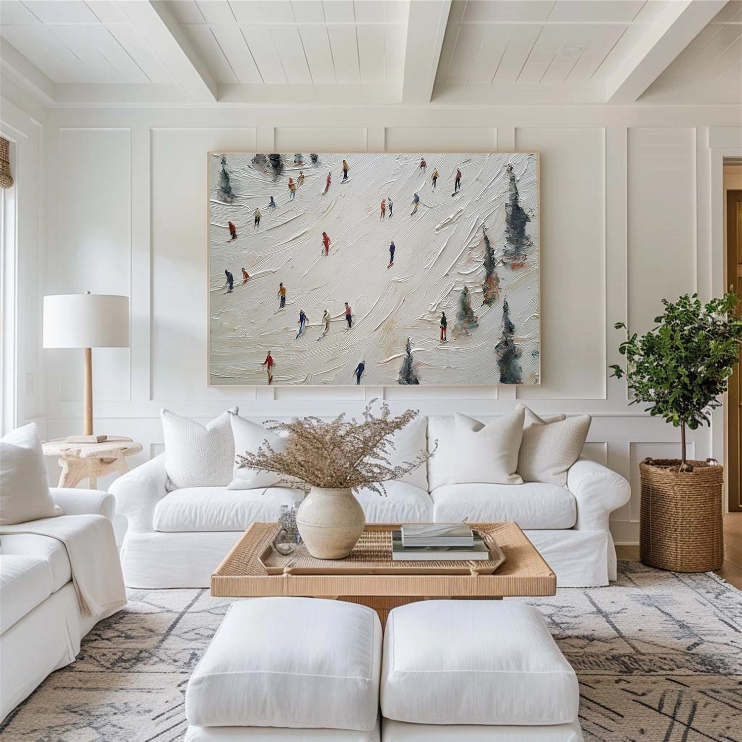 Skiing Sport Art Textured Painting Canvas # SA061