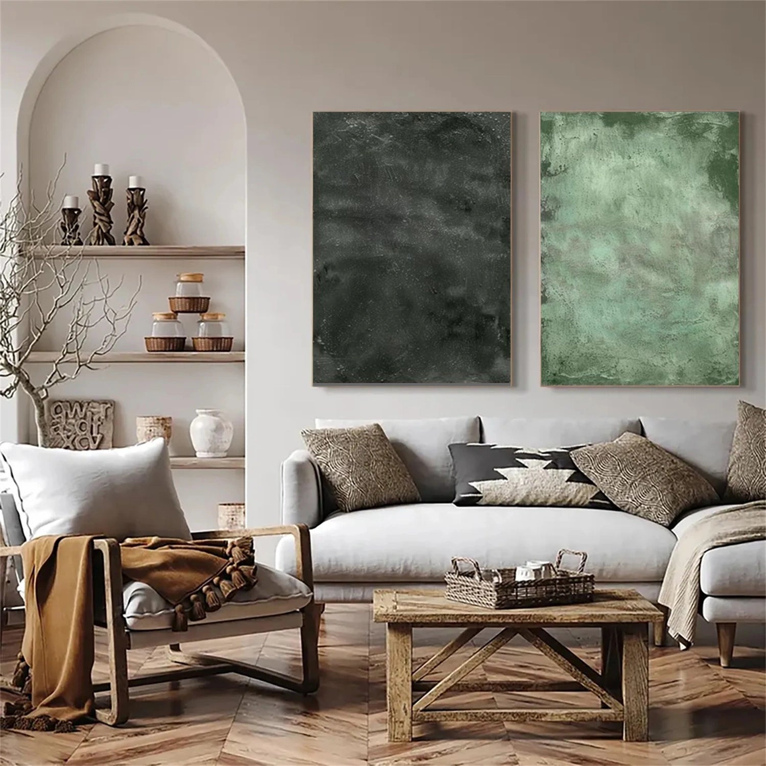Green Wabi Sabi Wall Art Set of 2 # WS420