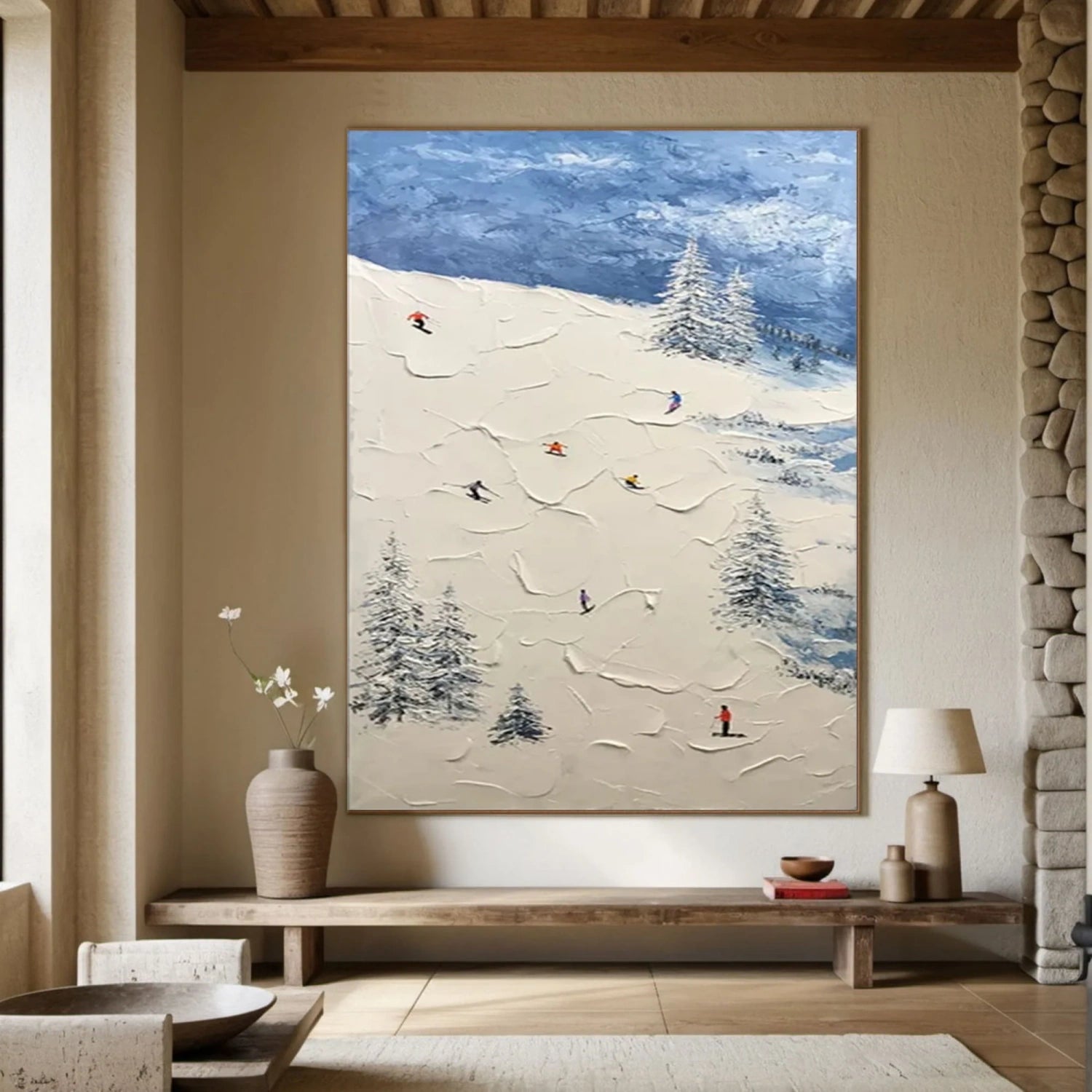 Skiing Sport Art Textured Painting Canvas #SP052