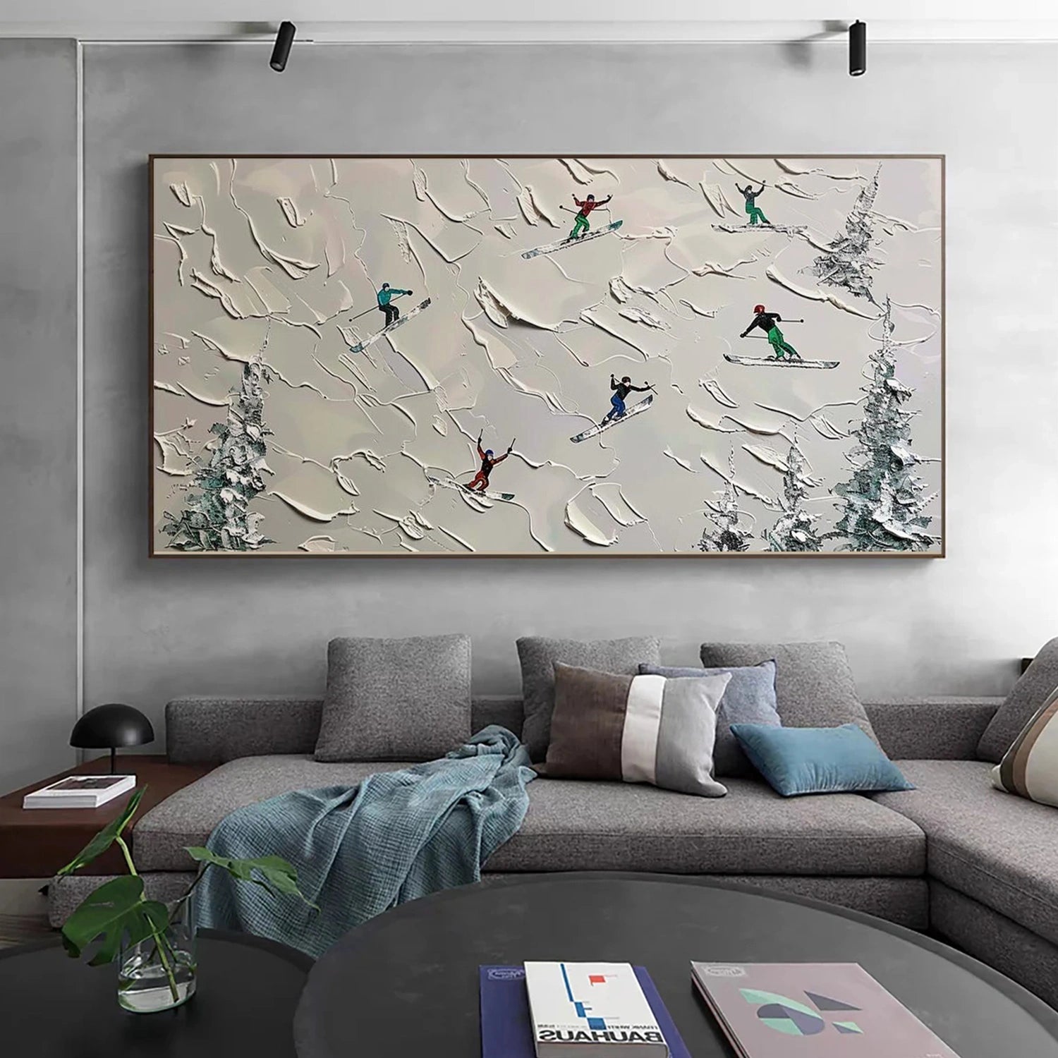 Skiing Sport Art Textured Painting Canvas  # SA071