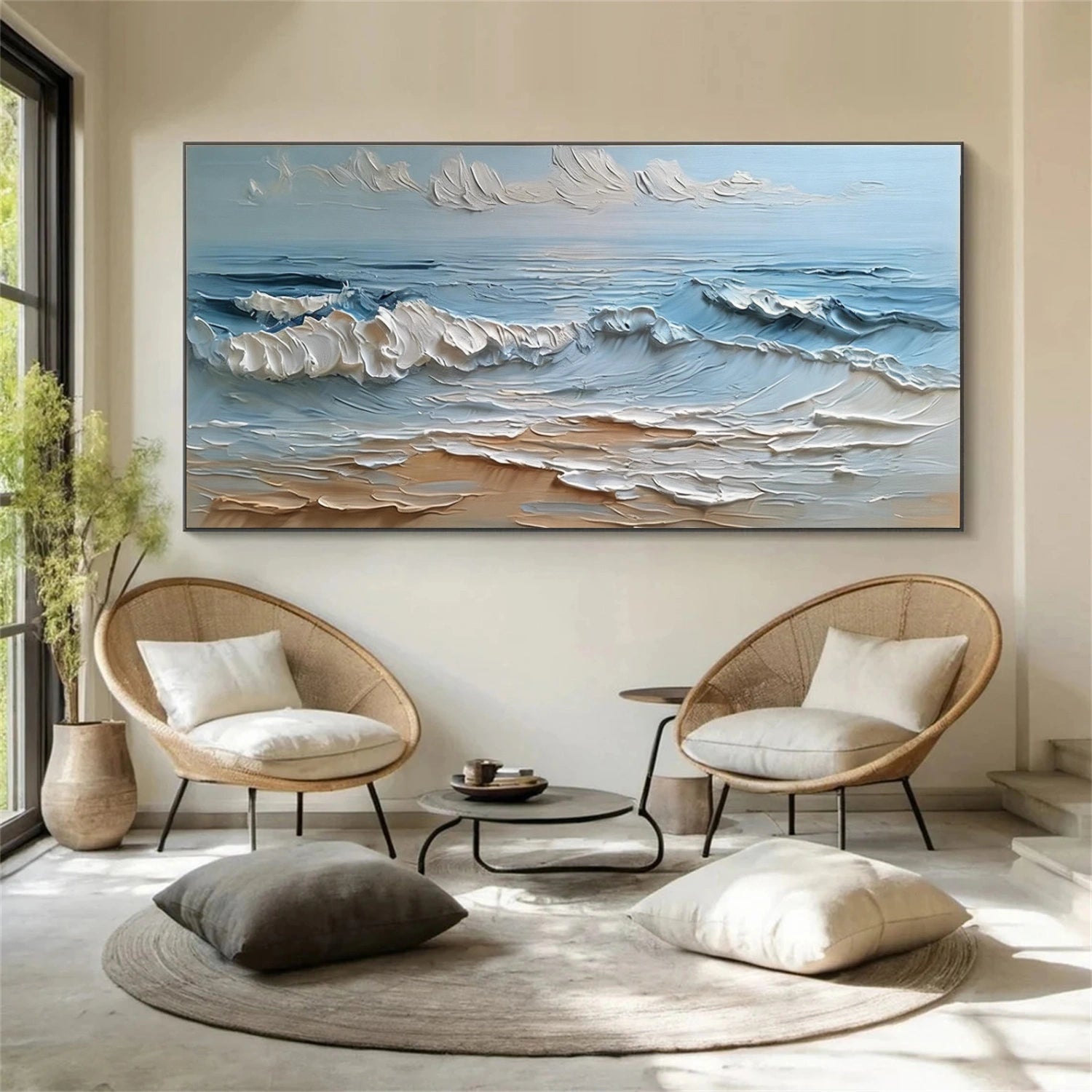 Ocean And Sky Abstract Texture Canvas Art #OS407