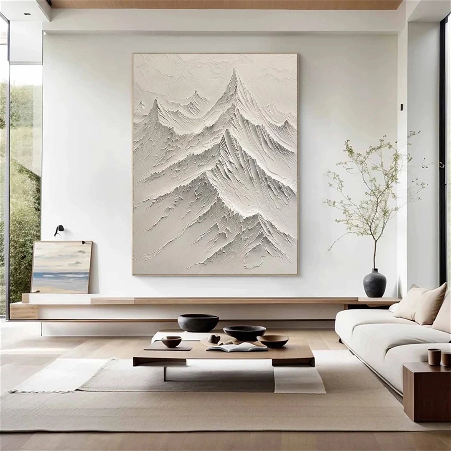 Beige Minimalist Mountain Texture Canvas # MM404