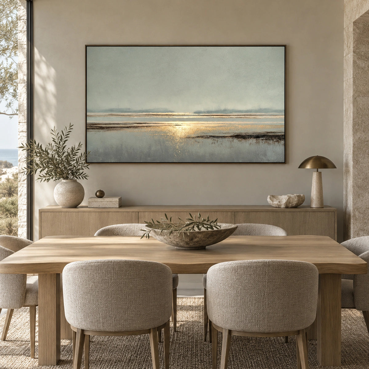 Ocean And Sky Abstract Canvas Art #OS482