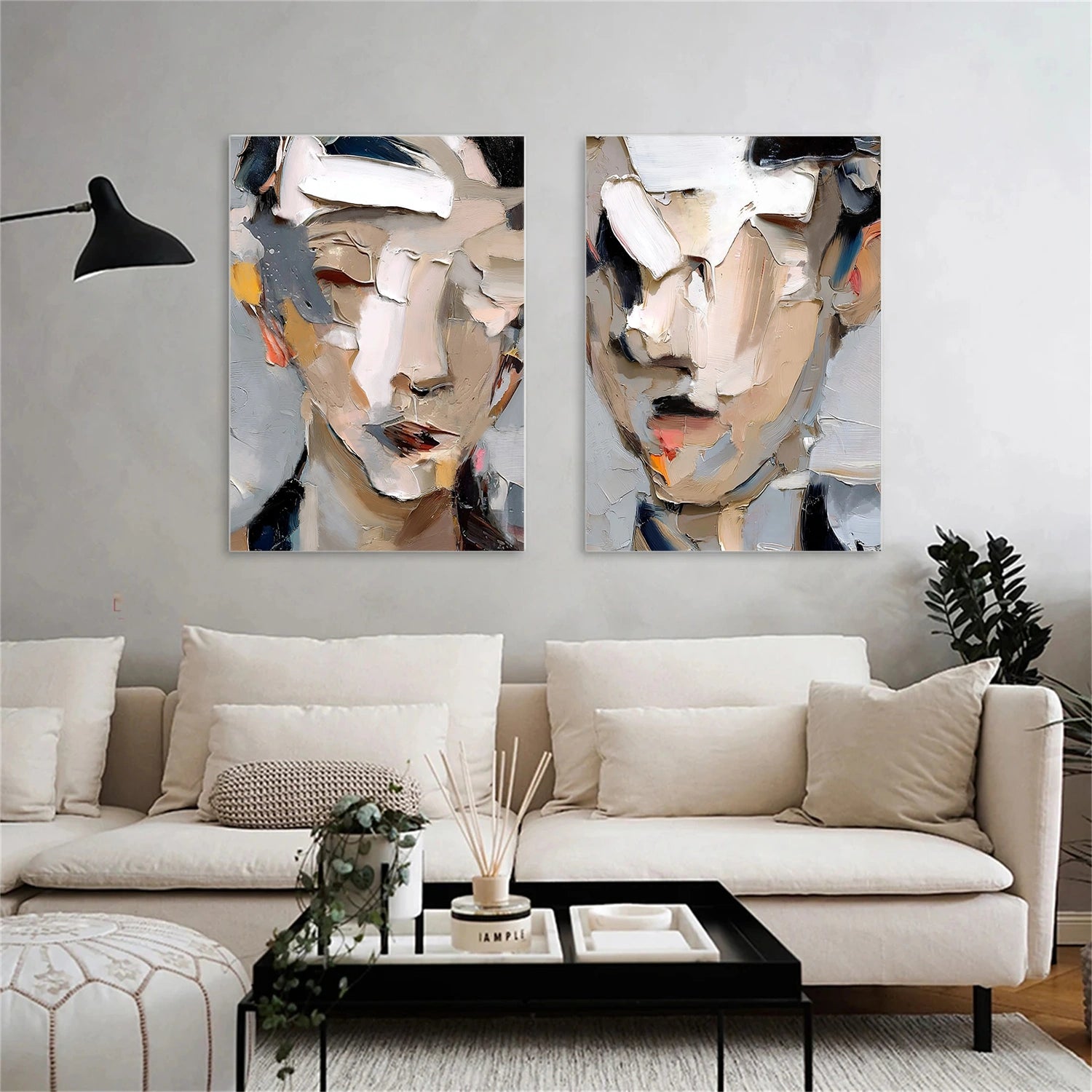 Abstract Portrait Texture Wall Art Set Of 2 #PT 073