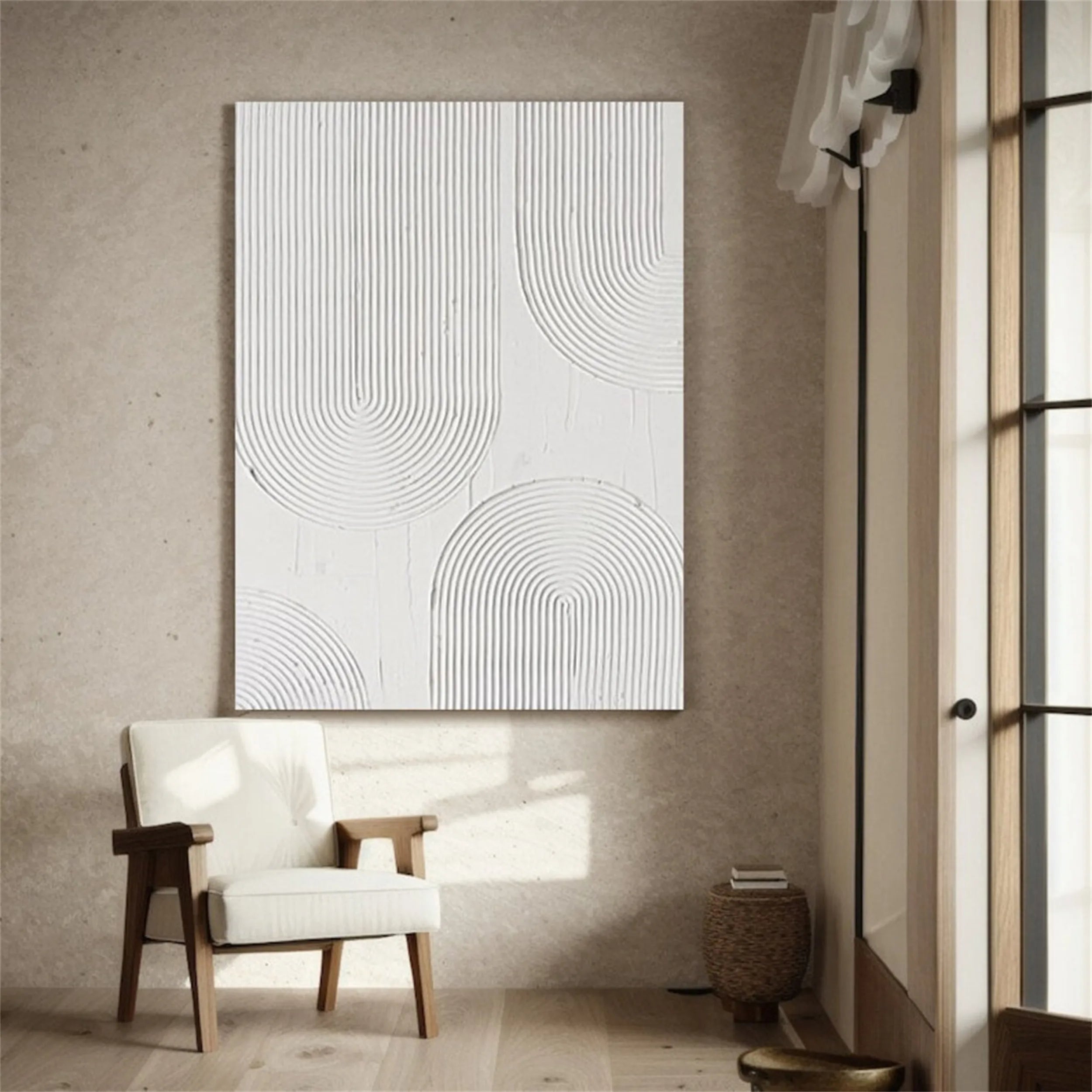 White Minimalist Textured Painting Canvas #MM203