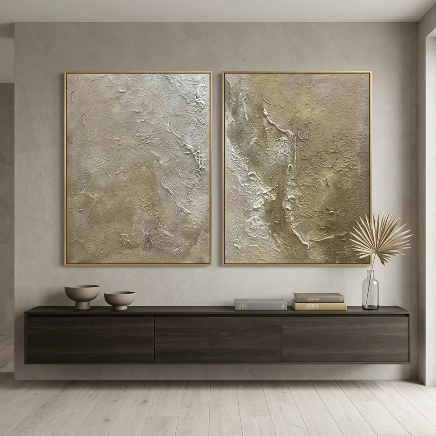 Beige & Brown Abstract Texture Wall Art Set of 2 #BB201