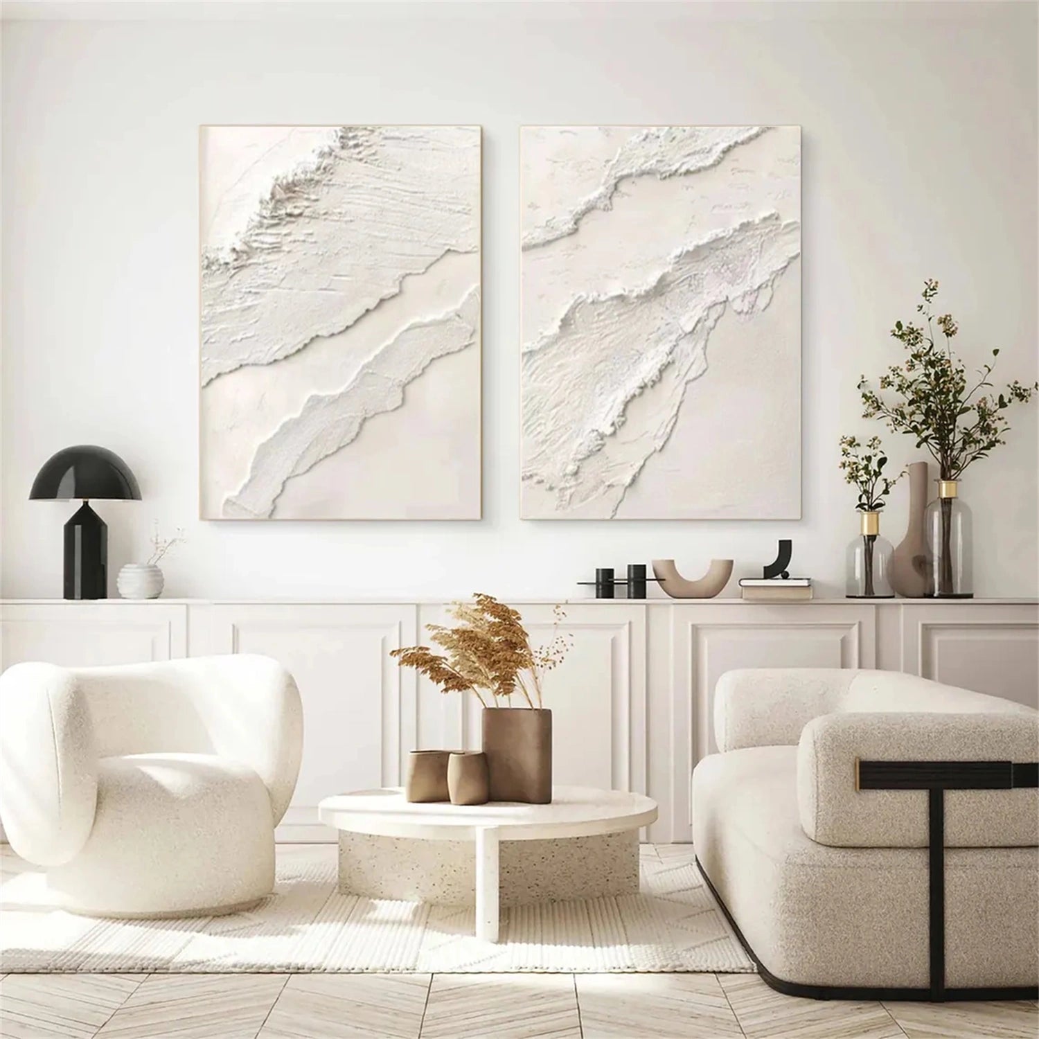 Plaster Art Minimalist Textured Paintings Set of 2 #MM277