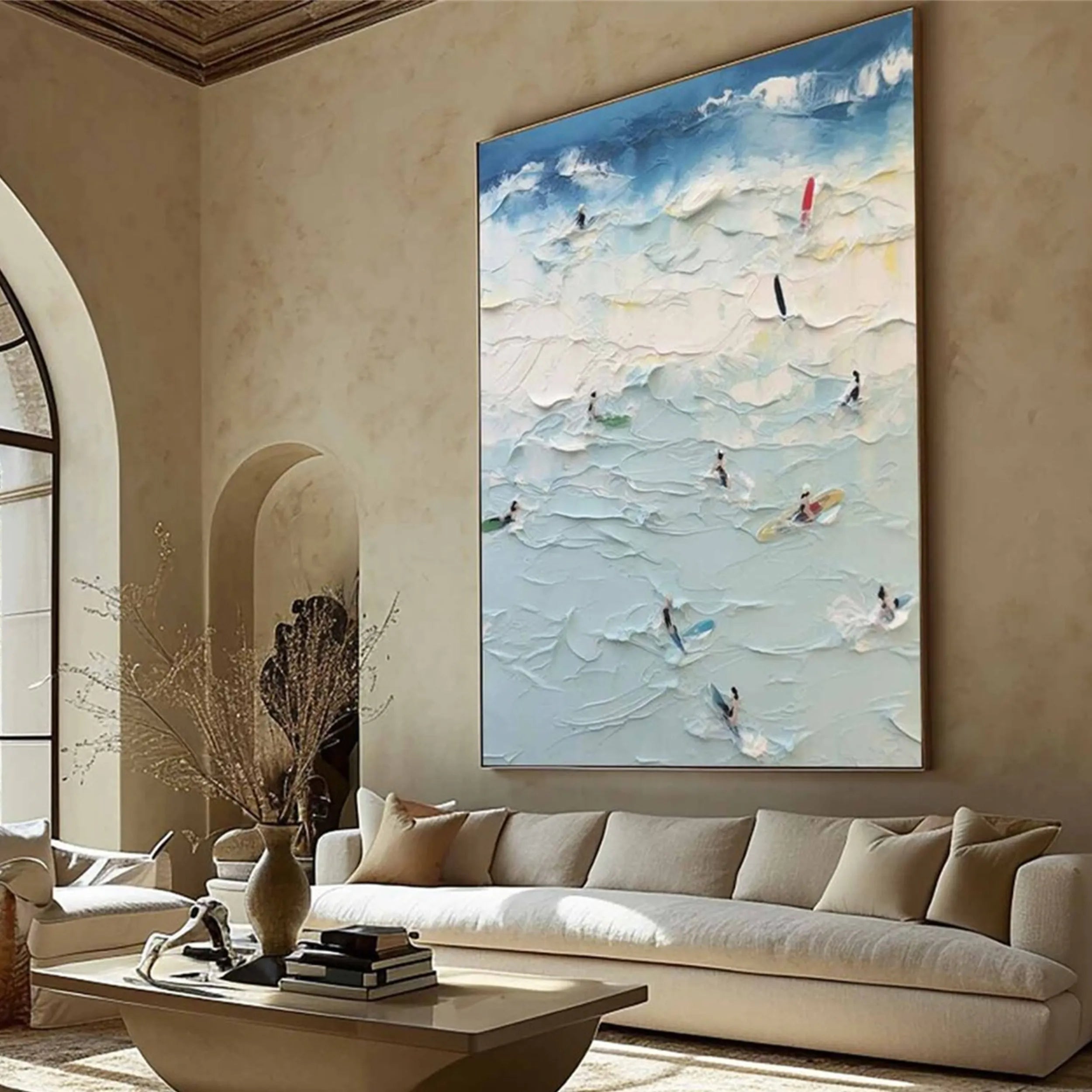 Seascape and Snowy Peak Painting #SP015