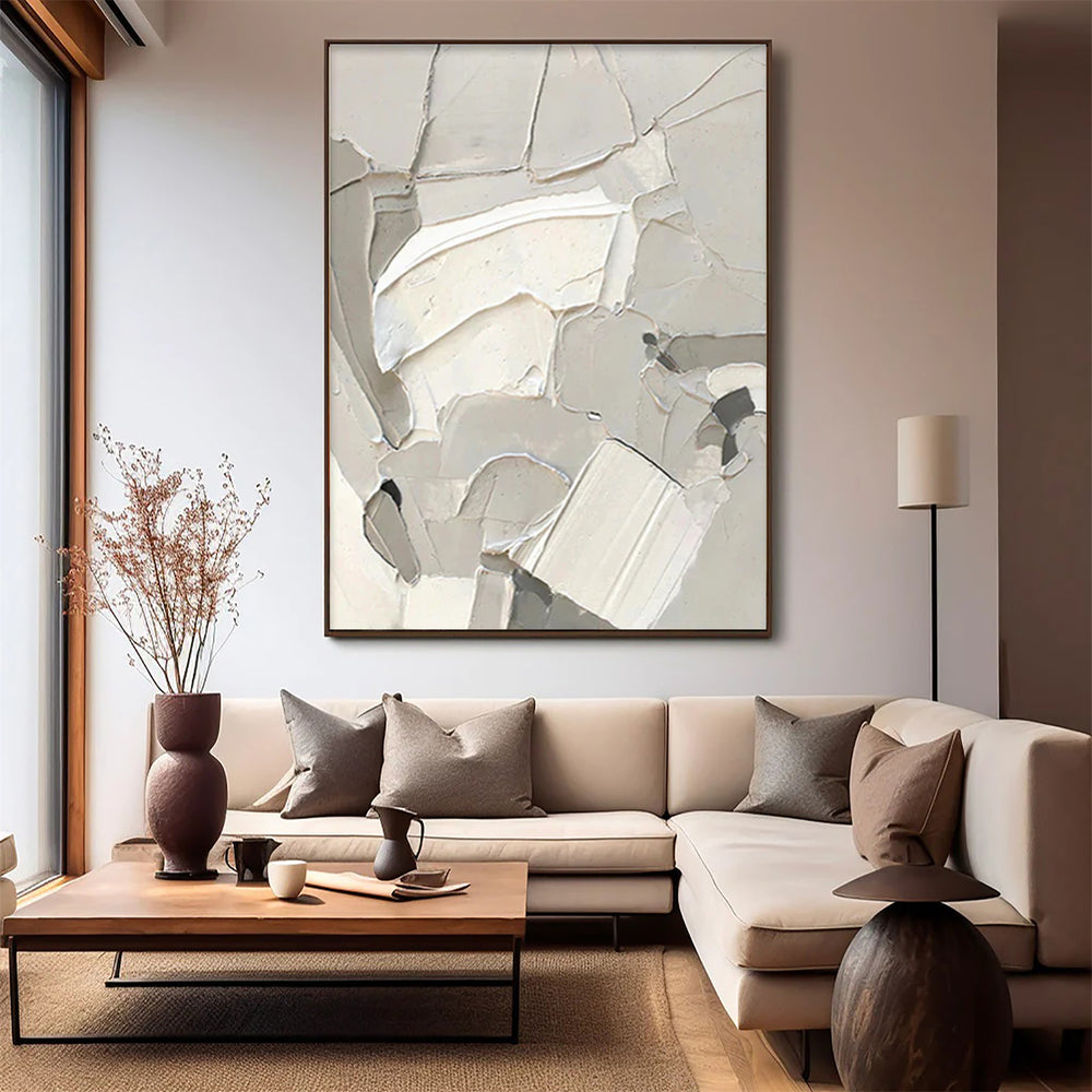 Wabi Sabi Black Beige Abstract Wall Decor Painting on Canvas #AB 084