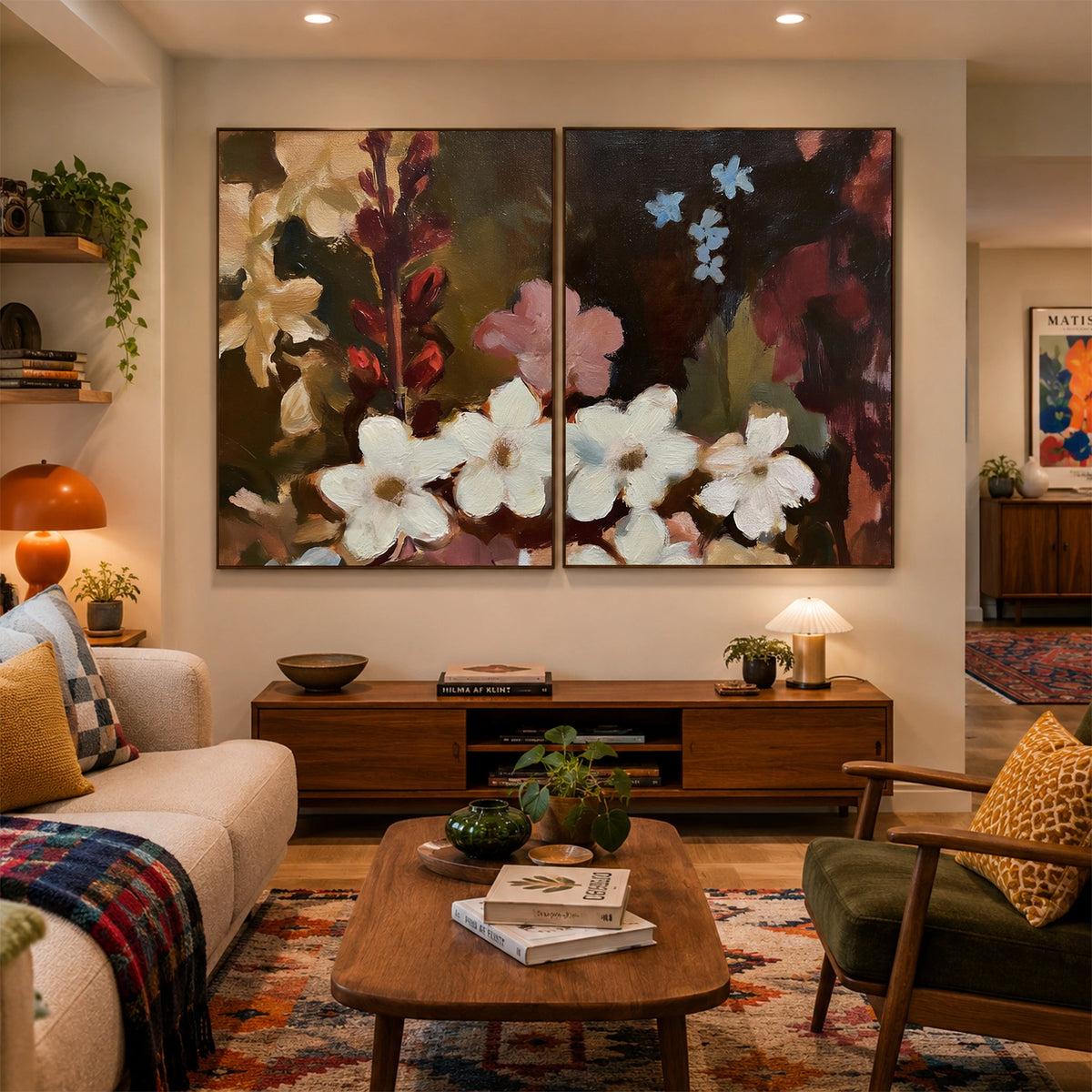 Flower & Tree Abstract Canvas Set of 2 # FT 409