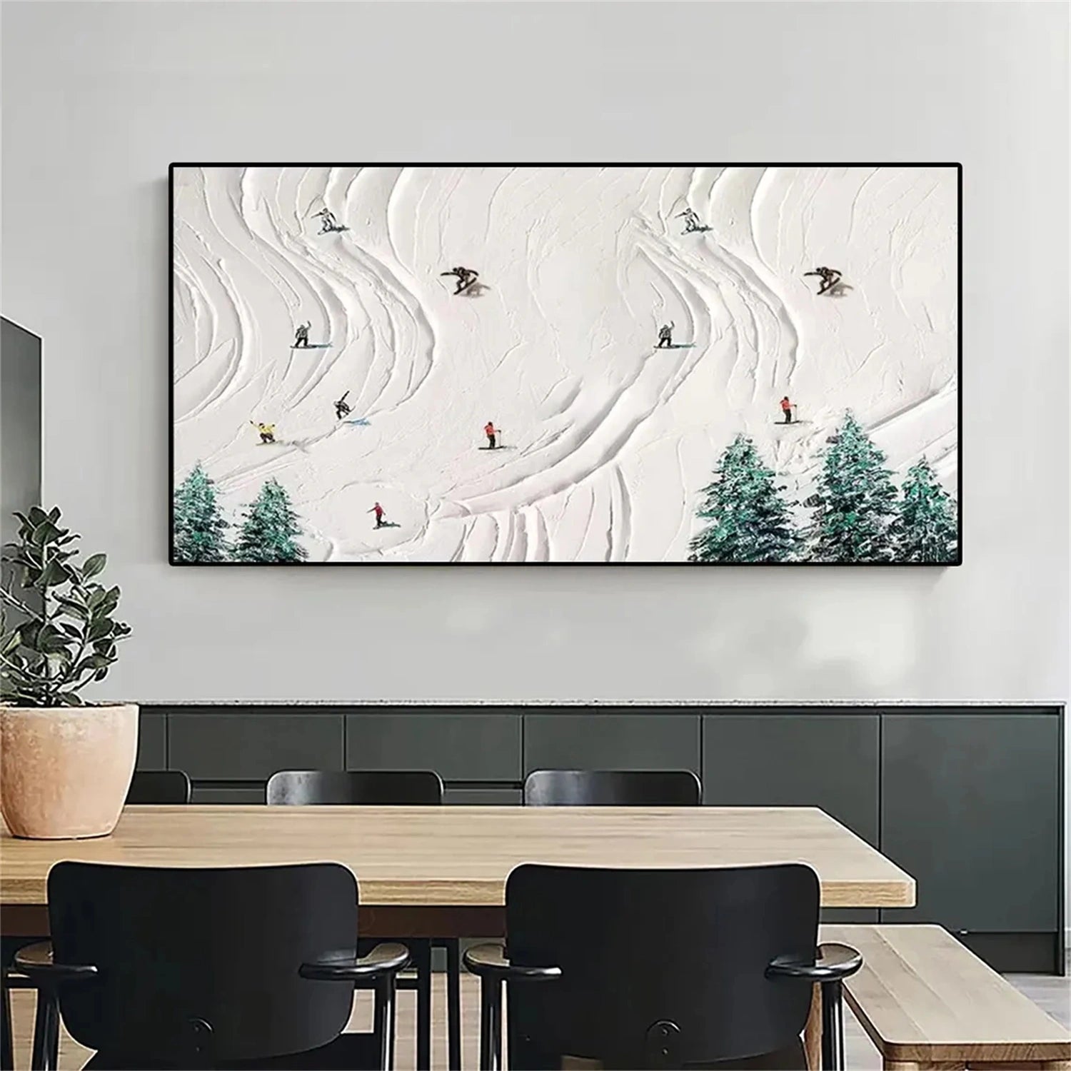 Skiing Sport Art Textured Painting Canvas # SP037