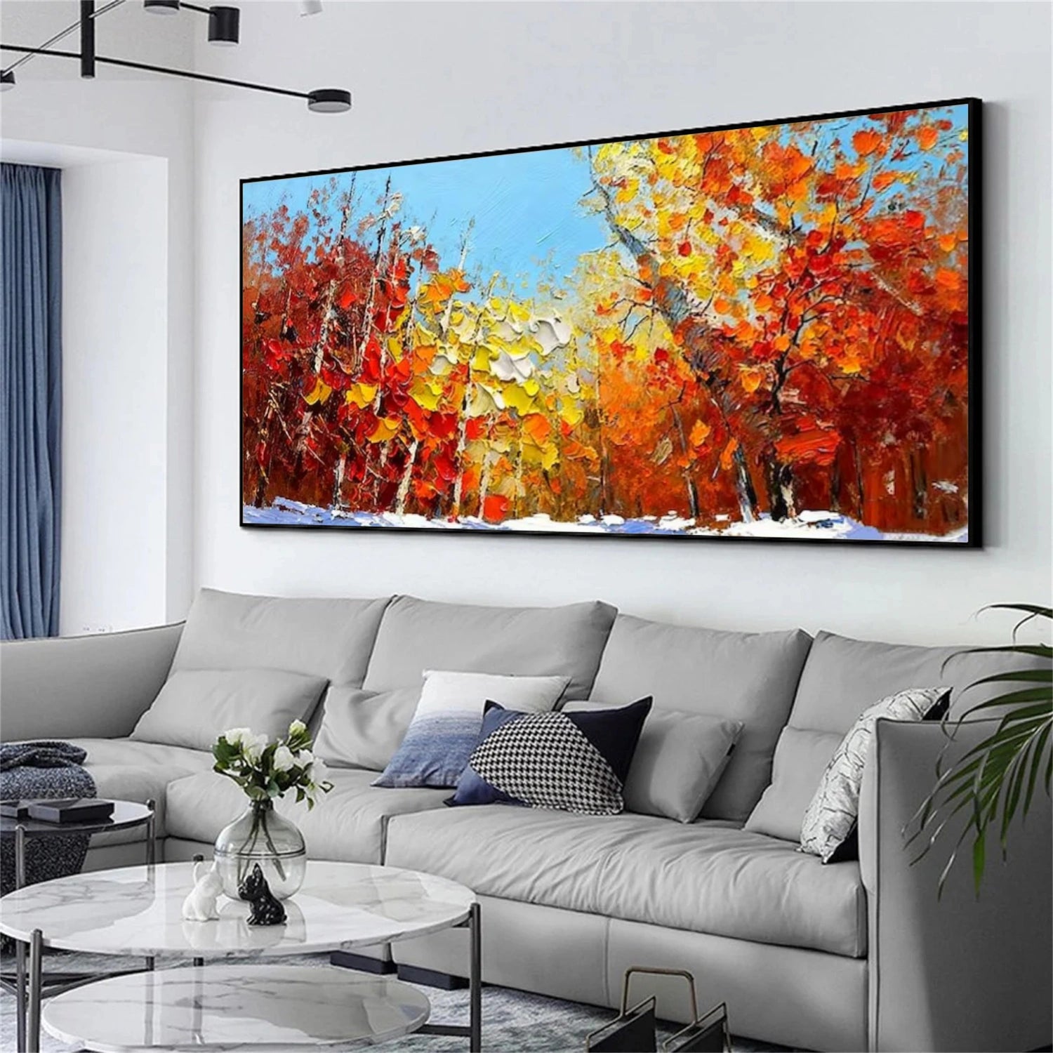 Colorful Flower & Tree Abstract Texture Canvas Art #FT 287