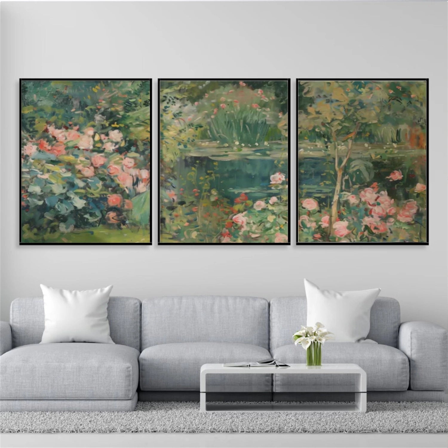 Flower & Tree Abstract  Set of 3 Canvas Art #FT 275