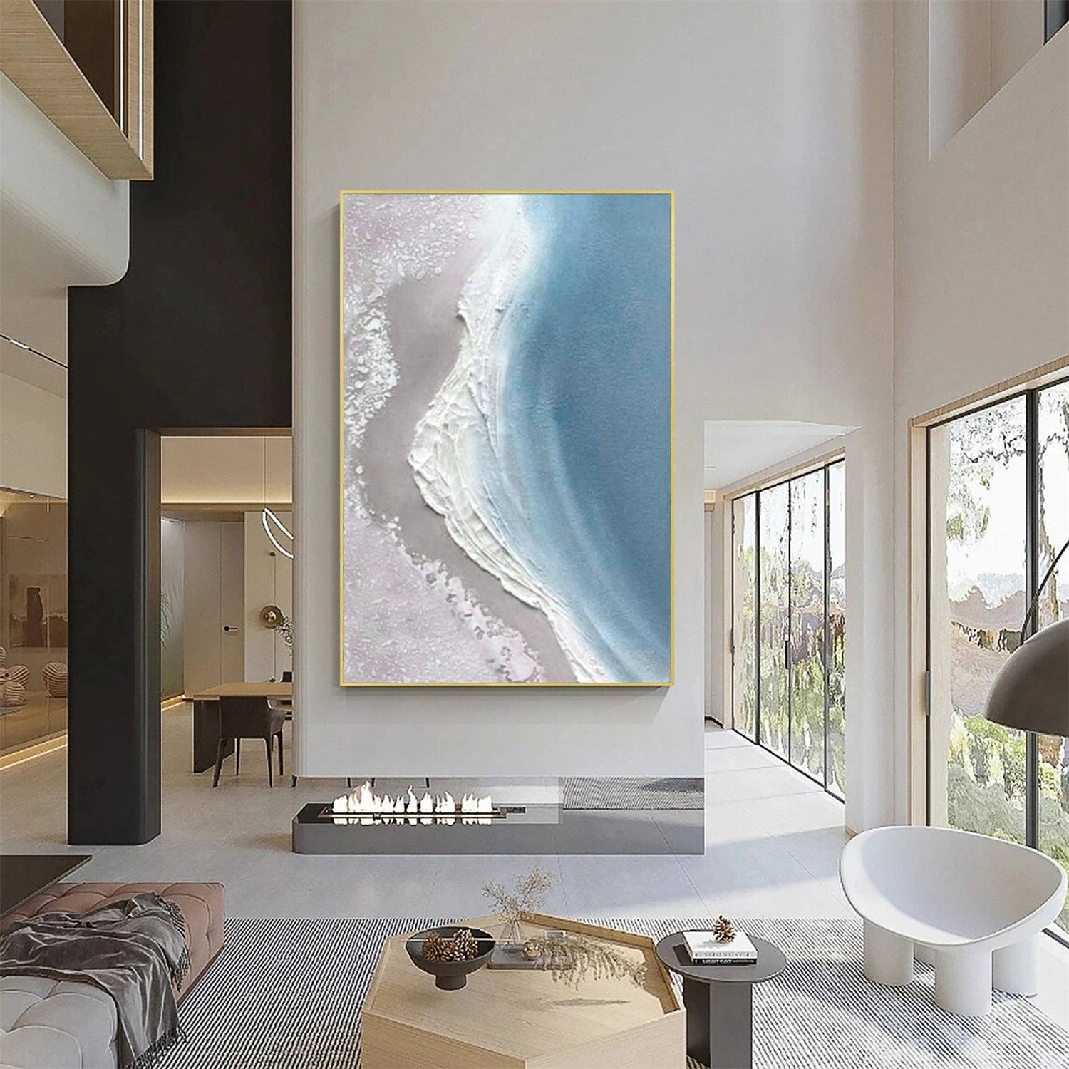 Ocean And Sky Abstract Textured Canvas Art #OS 308