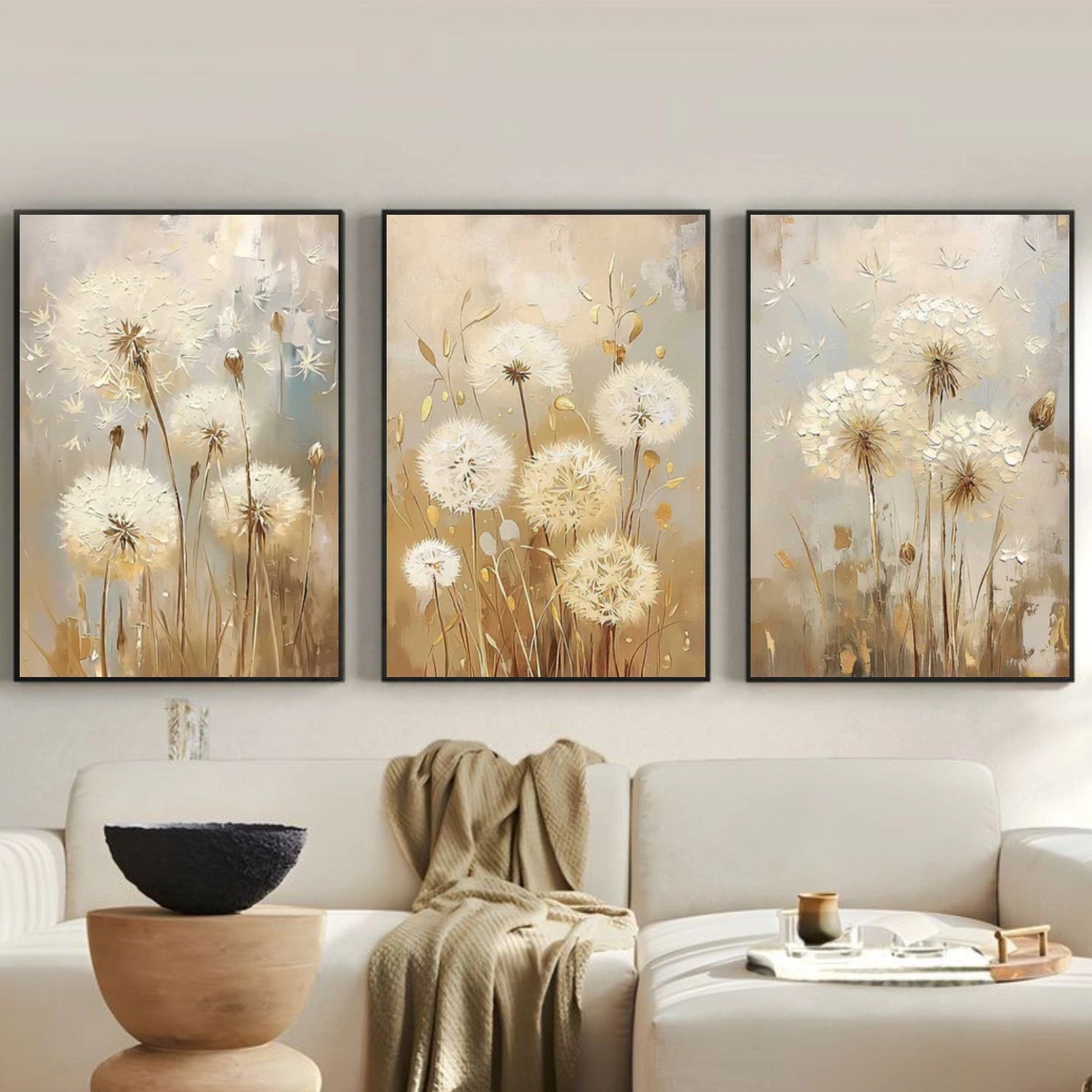 Flower & Tree Abstract Canvas Art Set of 3 #FT 312