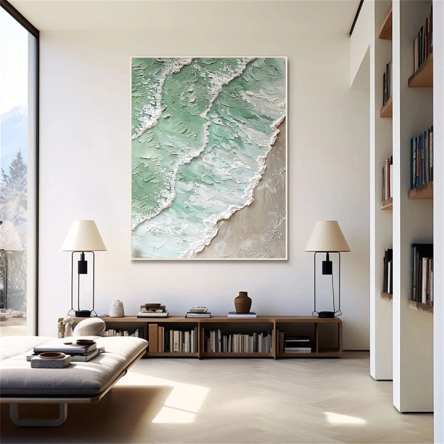 Ocean And Sky Abstract Textured Canvas Art #OS 327