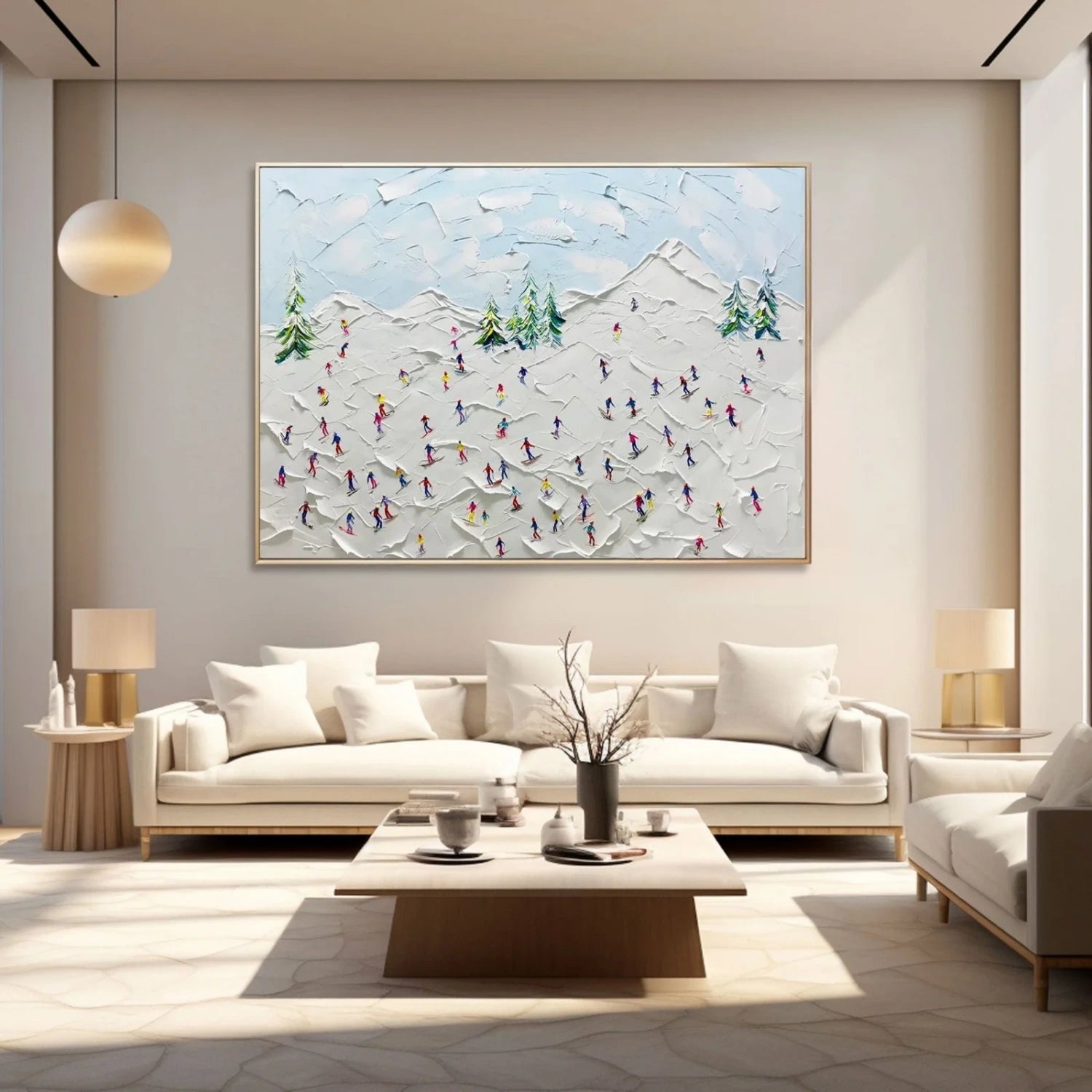 Skiing Sport Art Textured Painting Canvas # SP053