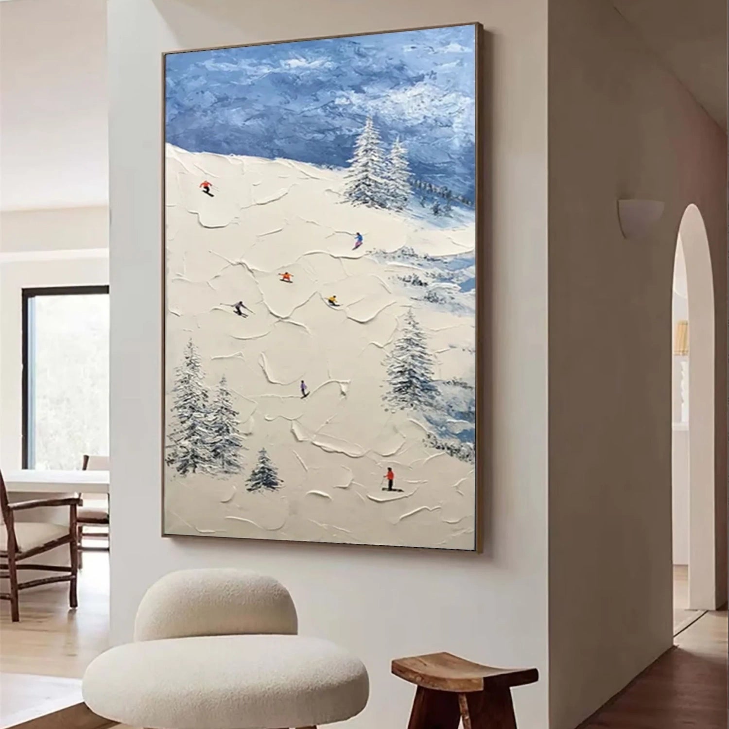 Skiing Sport Art Textured Painting Canvas # SP052