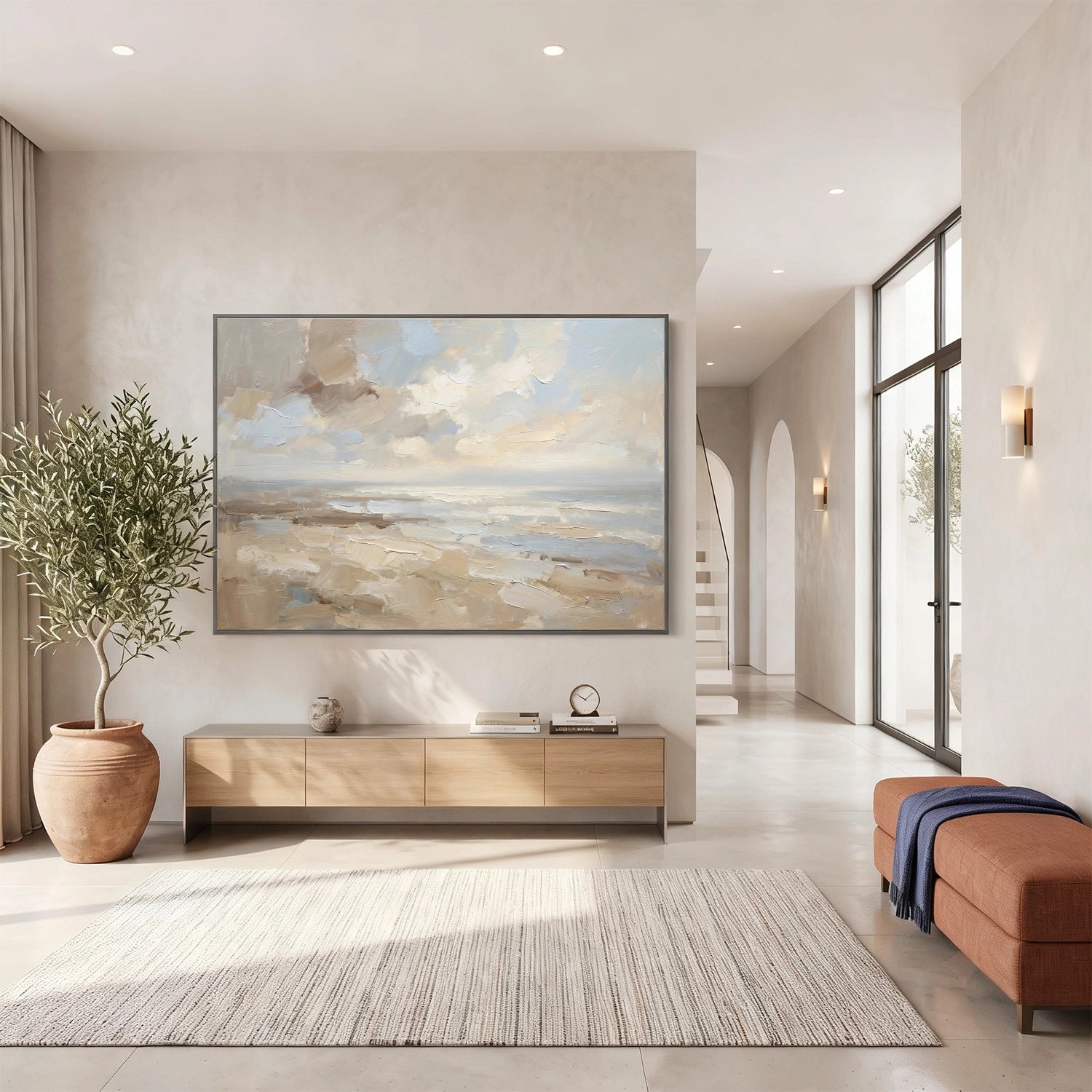Ocean And Sky Abstract Canvas Art #OS428