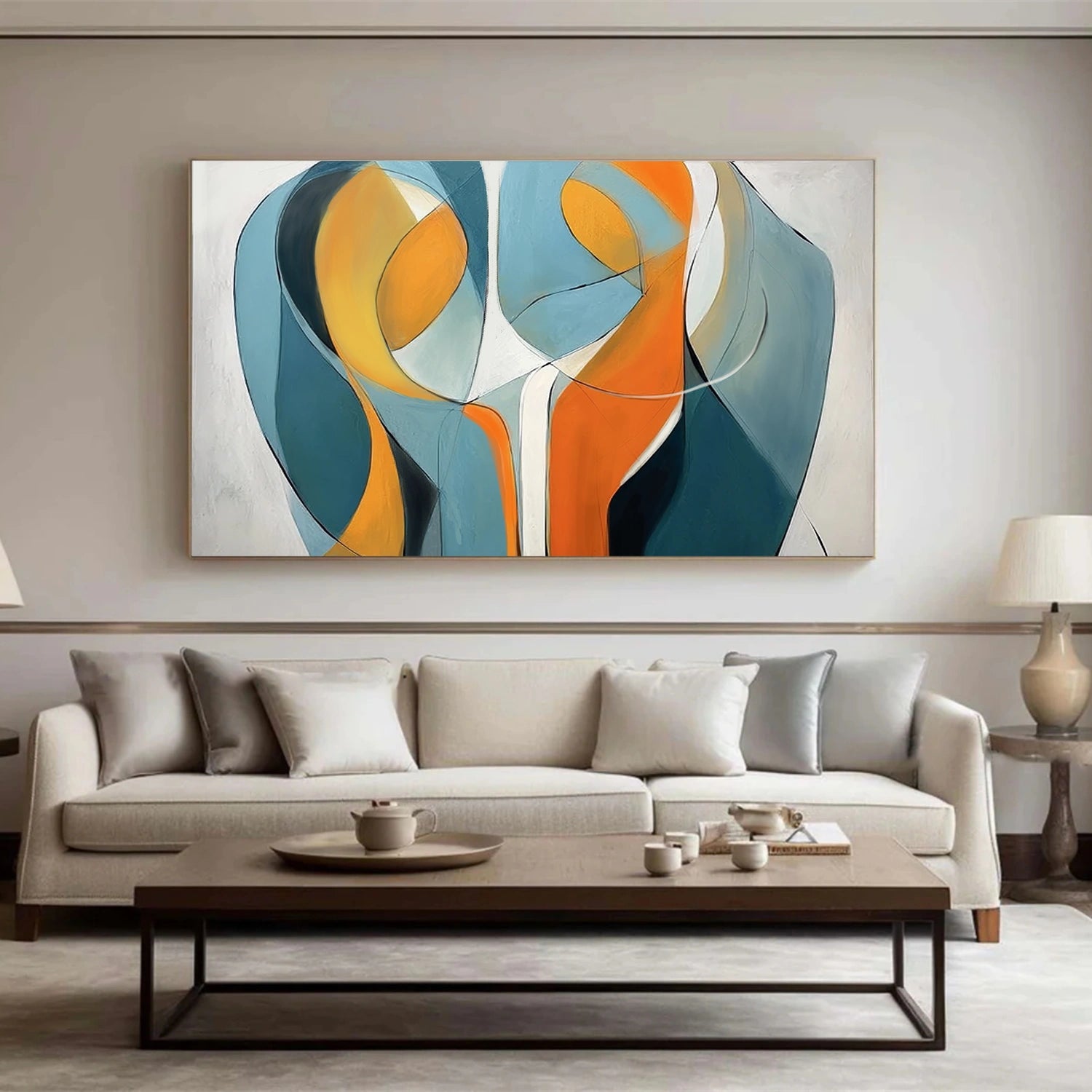 Contemporary Abstract Minimalist Square Set of 2 Wall Art #CW036