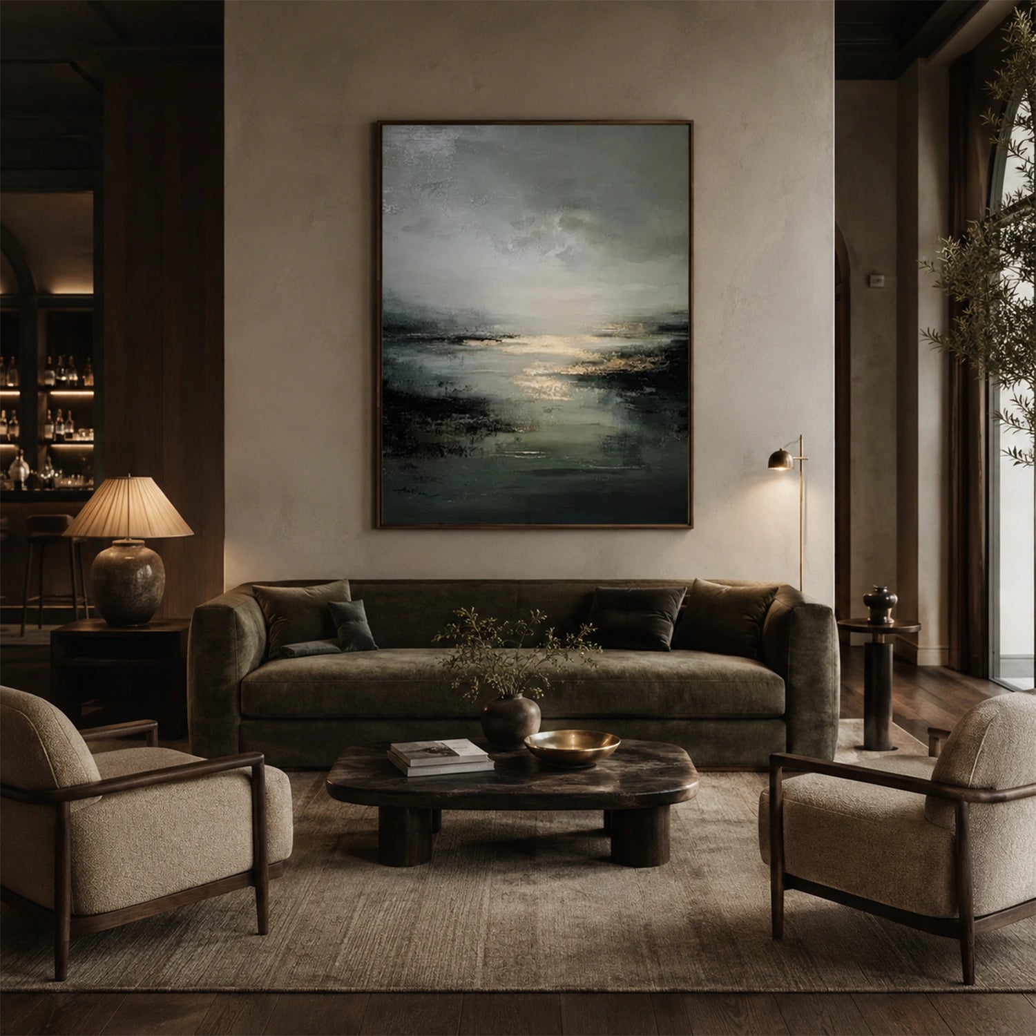 Ocean And Sky Abstract Canvas Art #OS460