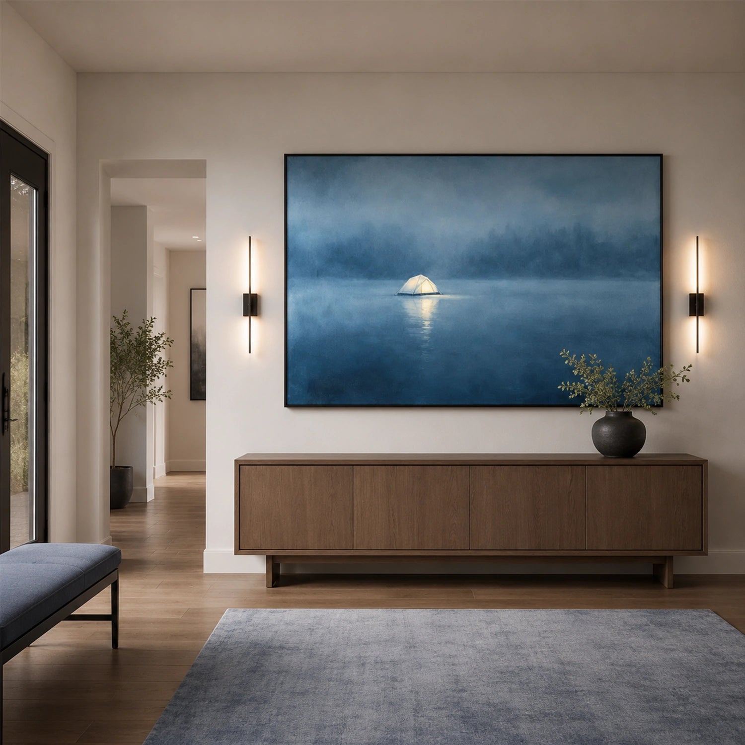 Ocean And Sky Abstract Canvas Art #OS458