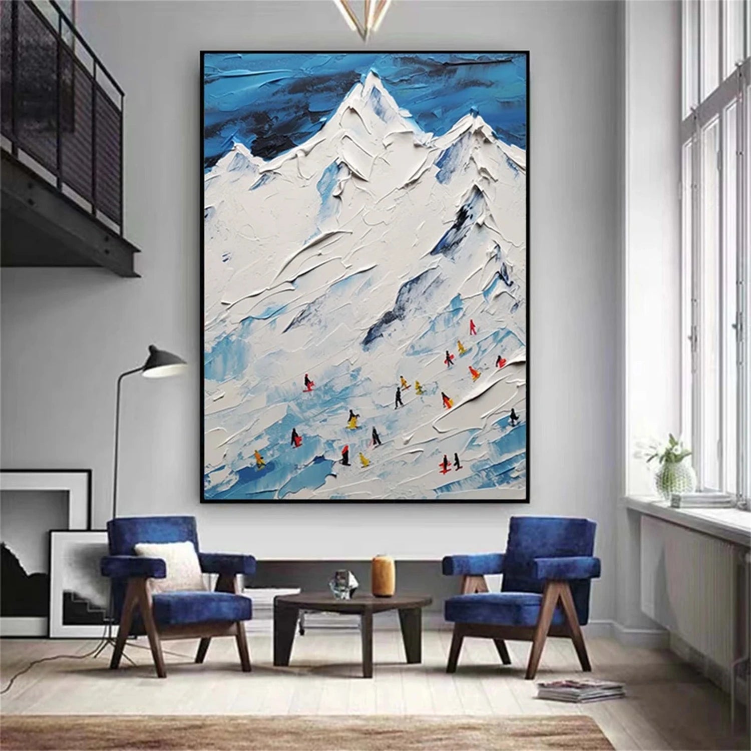 Skiing Sport Art Textured Painting Canvas #SP034