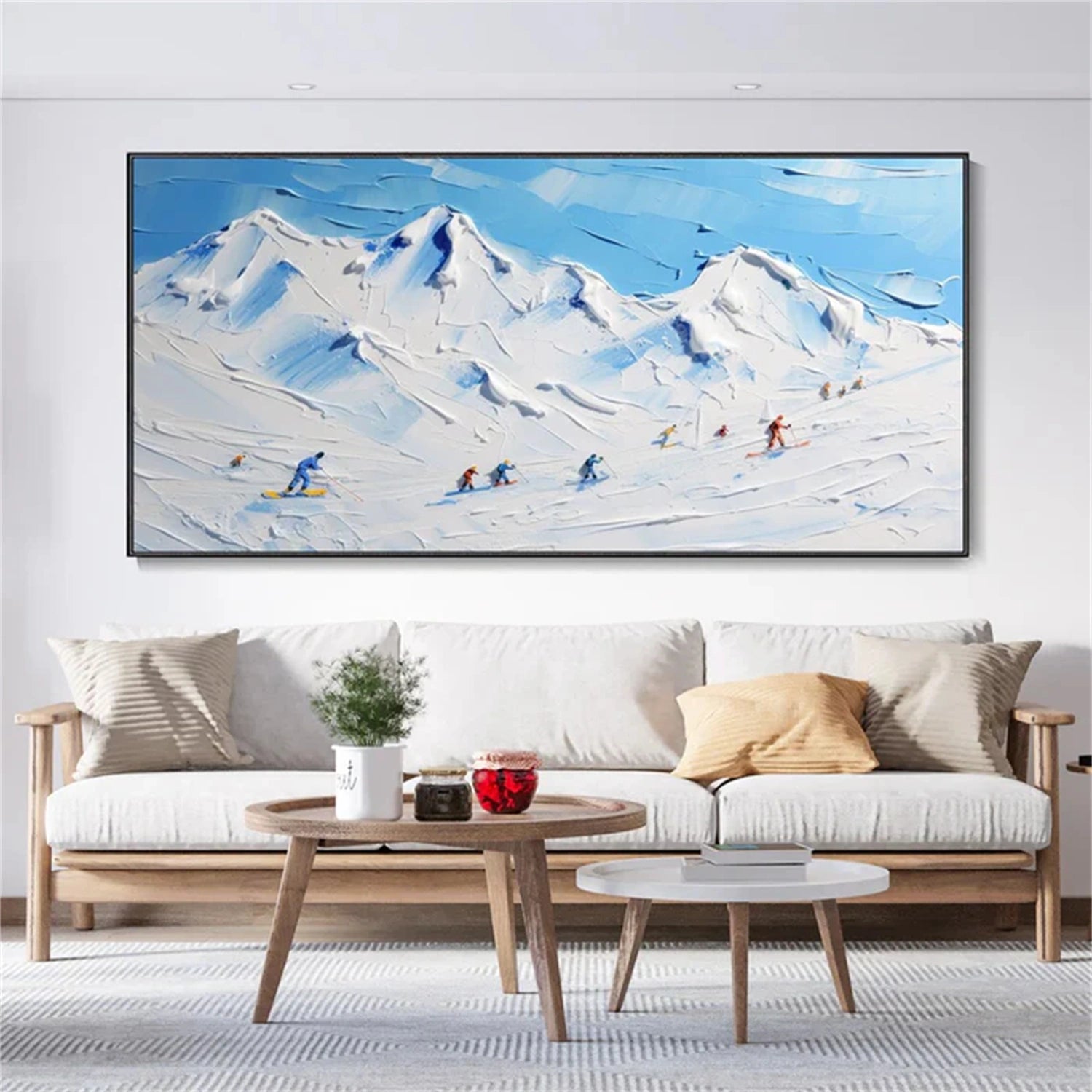 Skiing Sport Art Textured Painting Canvas # SP041