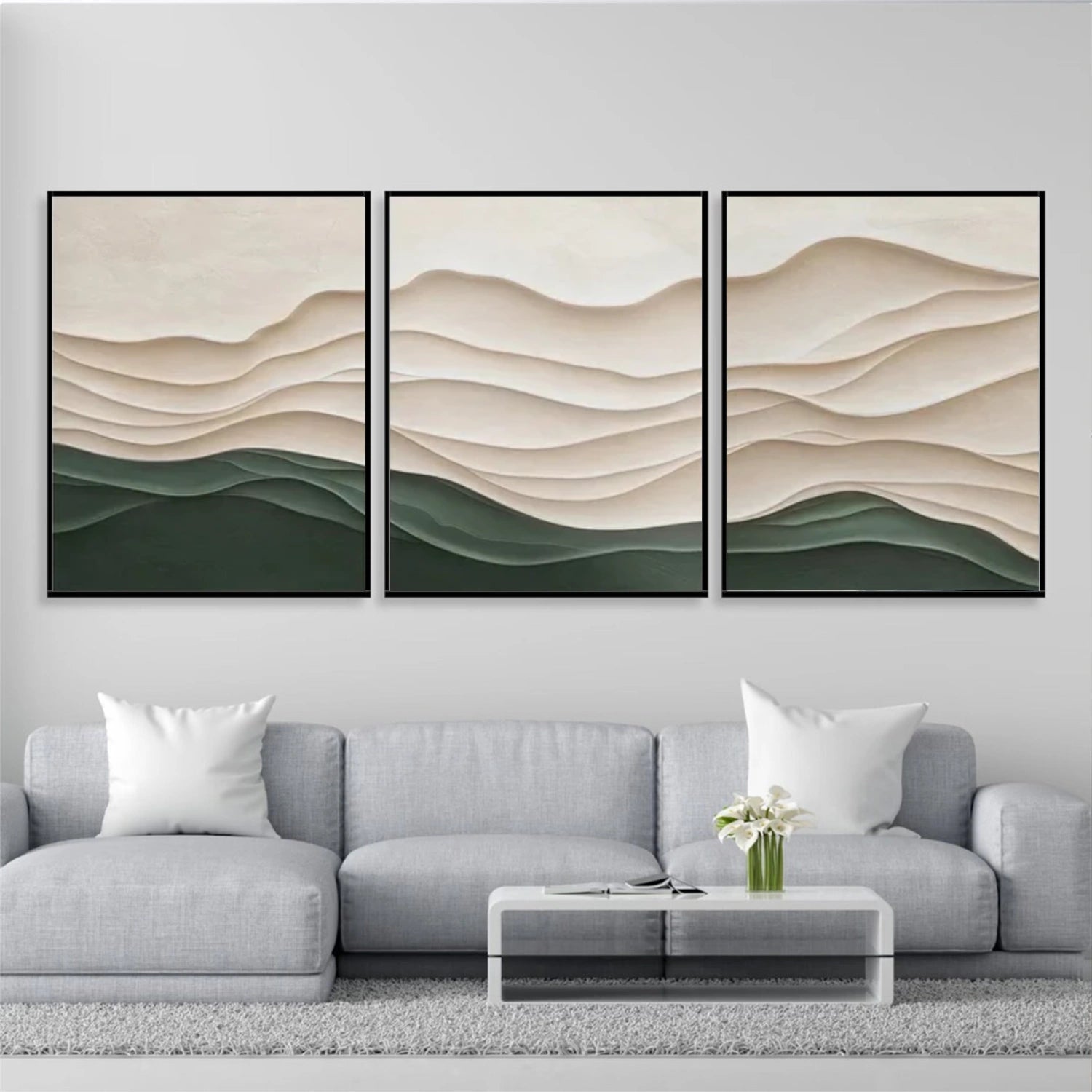 Minimalist Textured Set of 3 Canvas Art #MM340