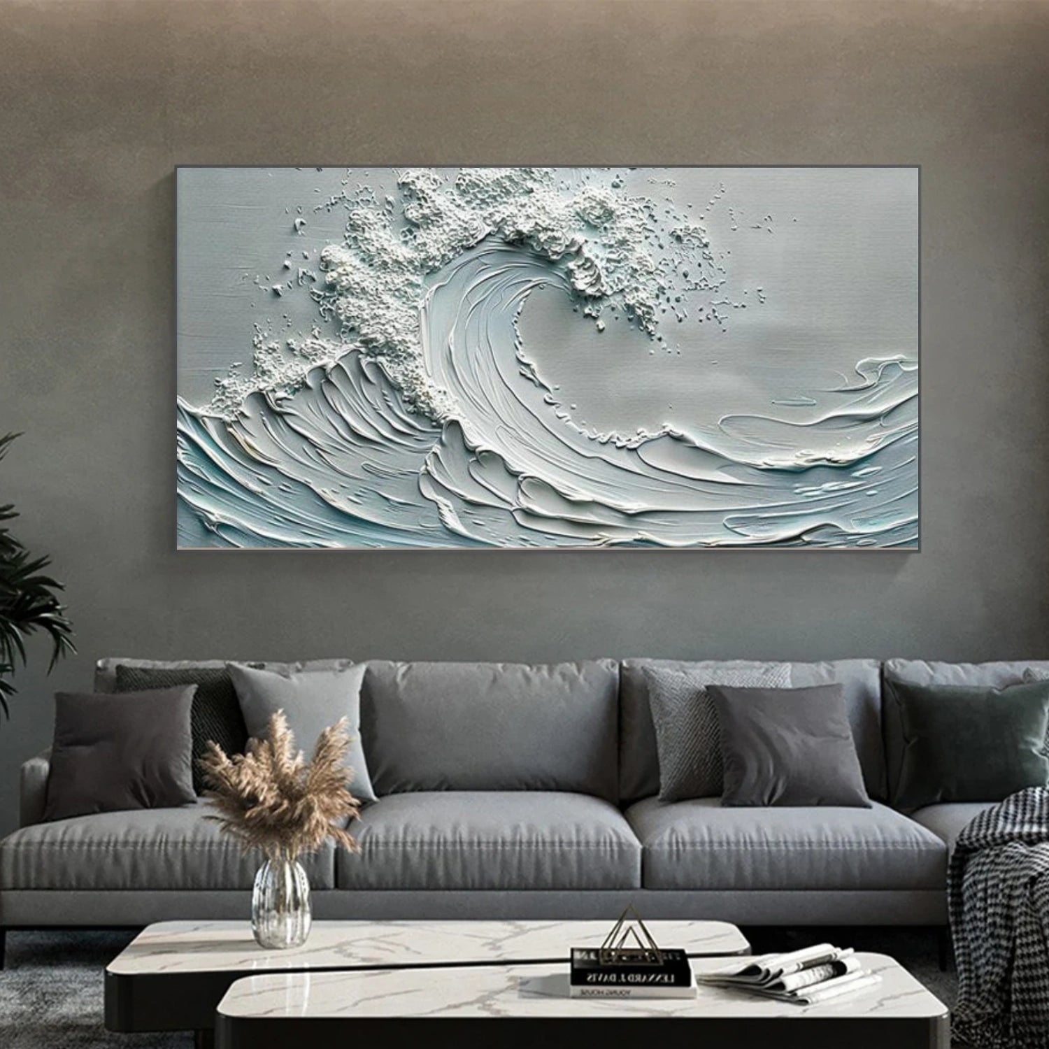 Ocean And Sky Abstract Textured Canvas Art #OS352