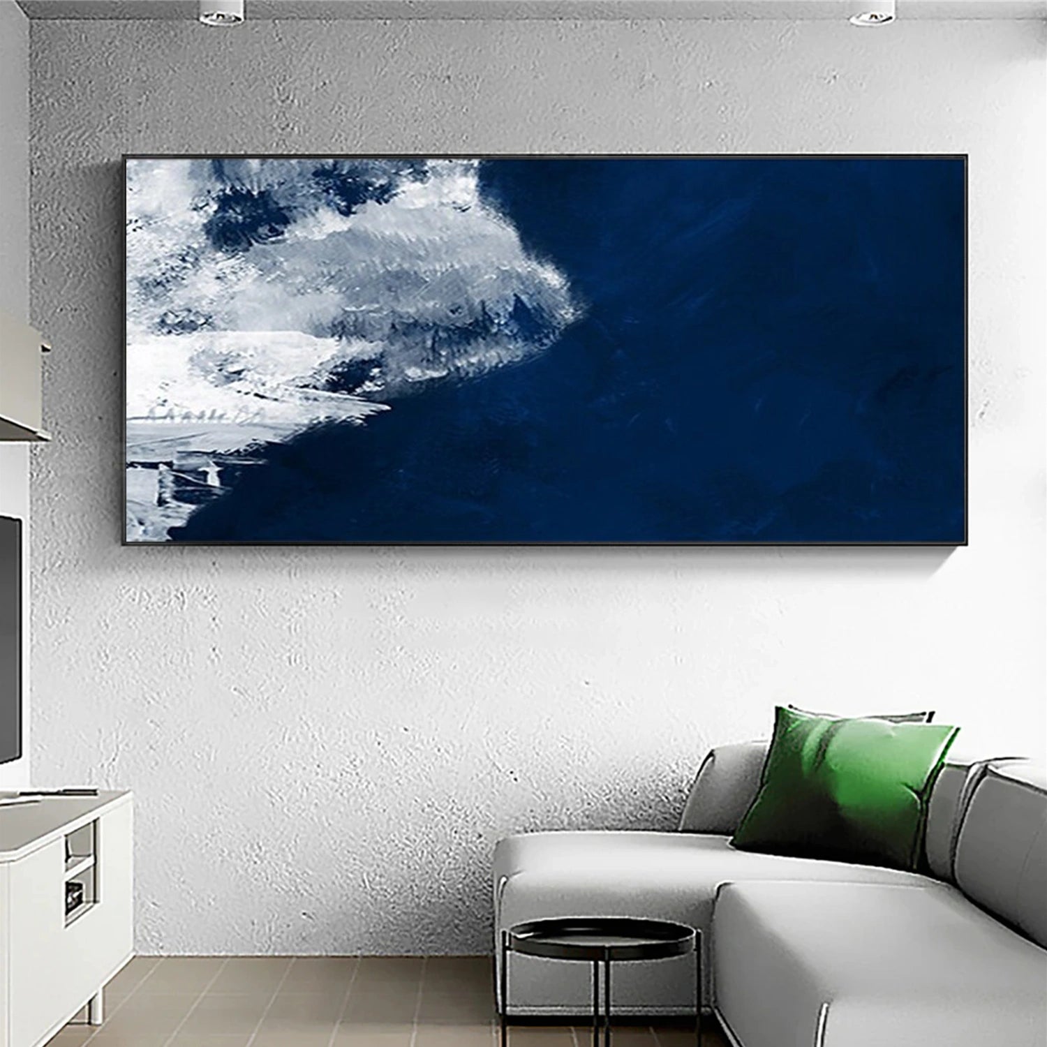 Blue Minimalist Textured Canvas Art #MM344