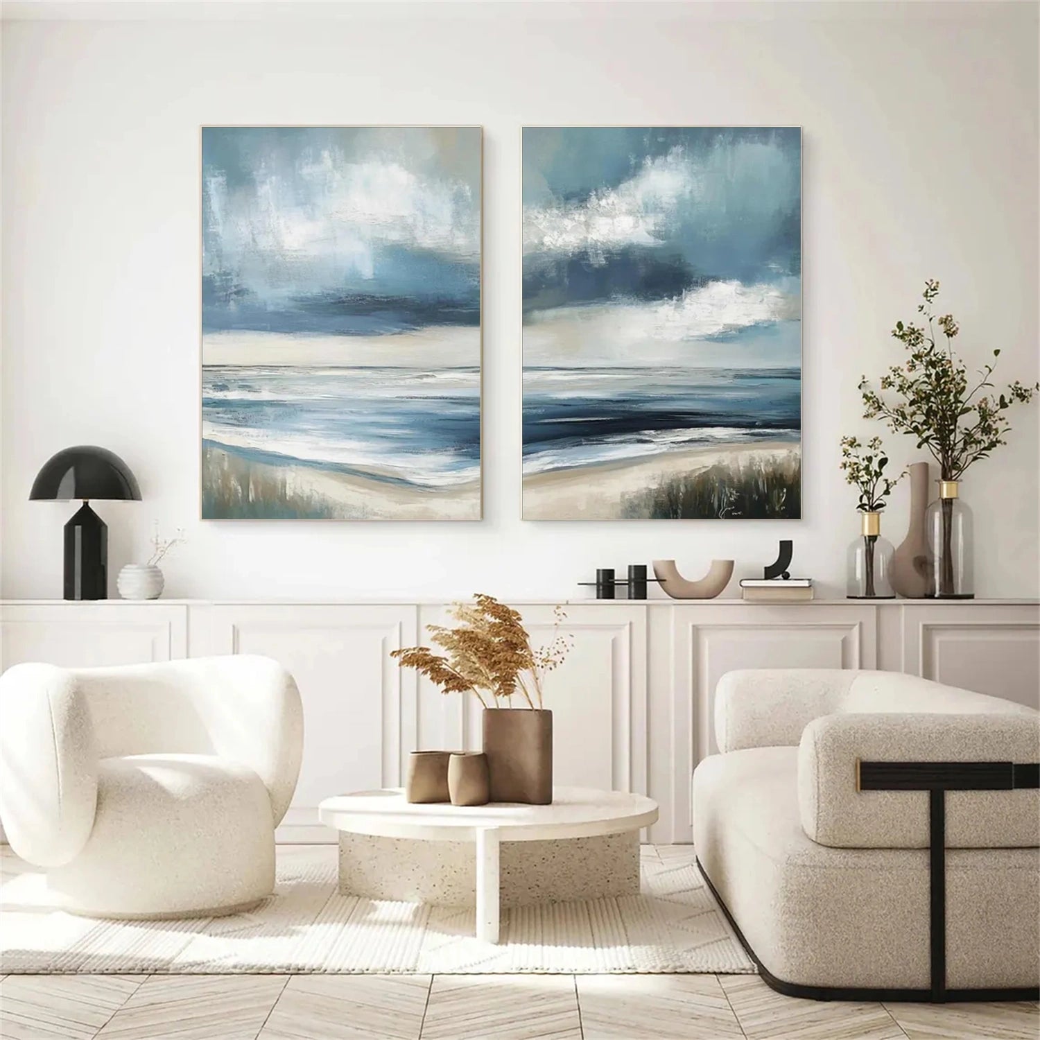 Ocean And Sky Abstract Set Of 2 Canvas Art #OS 285