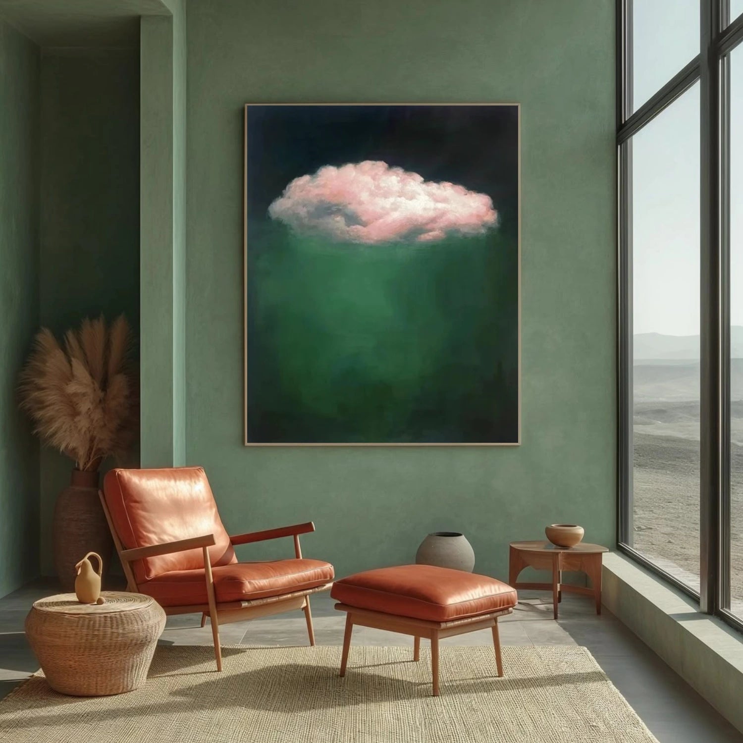 Ocean And Sky Abstract Canvas Art #OS364