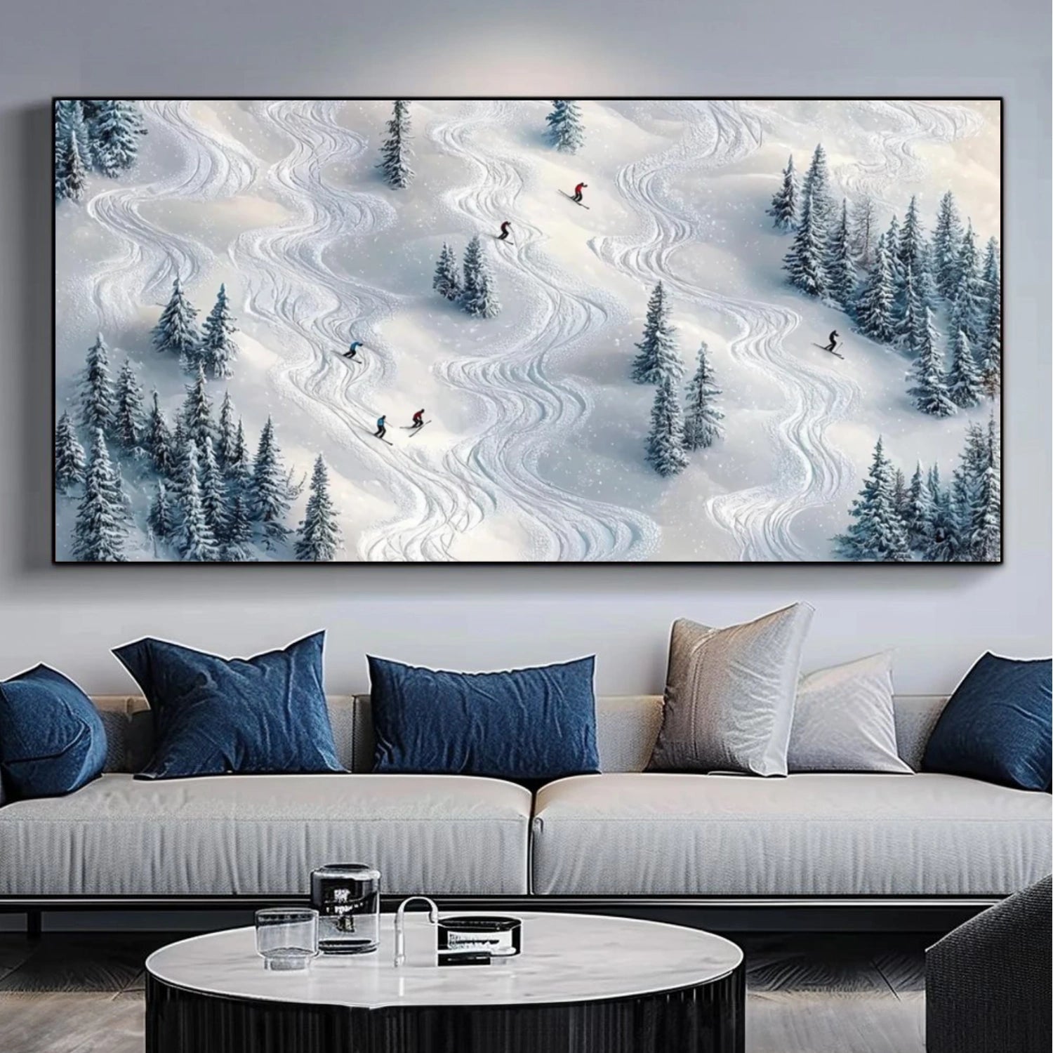 Skiing Sport Art Textured Painting Canvas # SA058
