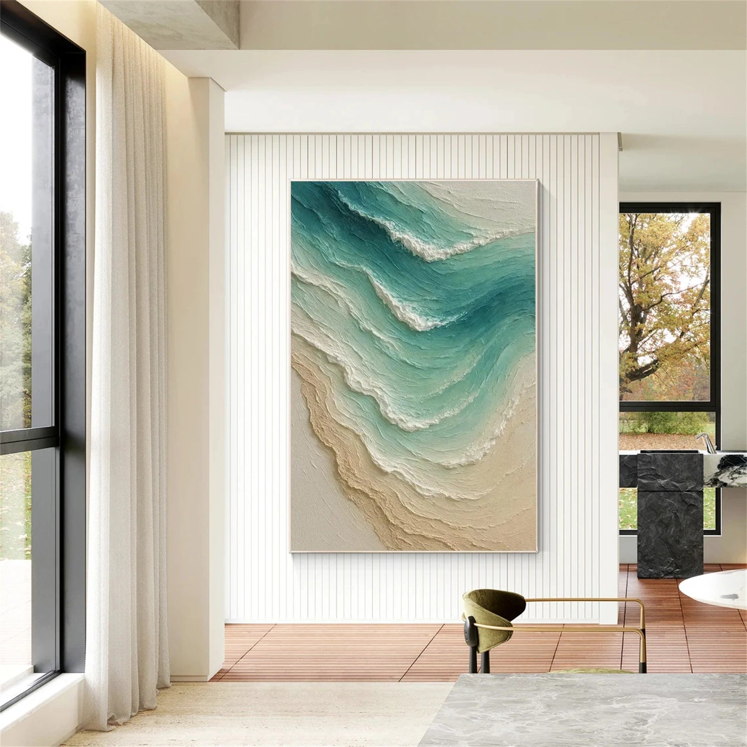 Ocean And Sky Abstract Textured Canvas Art #OS 334