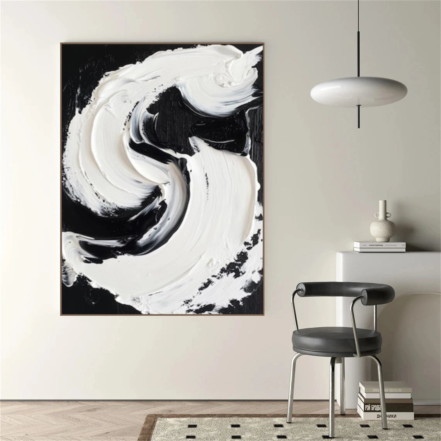 Black & White Minimalist Textured Canvas  #MM386