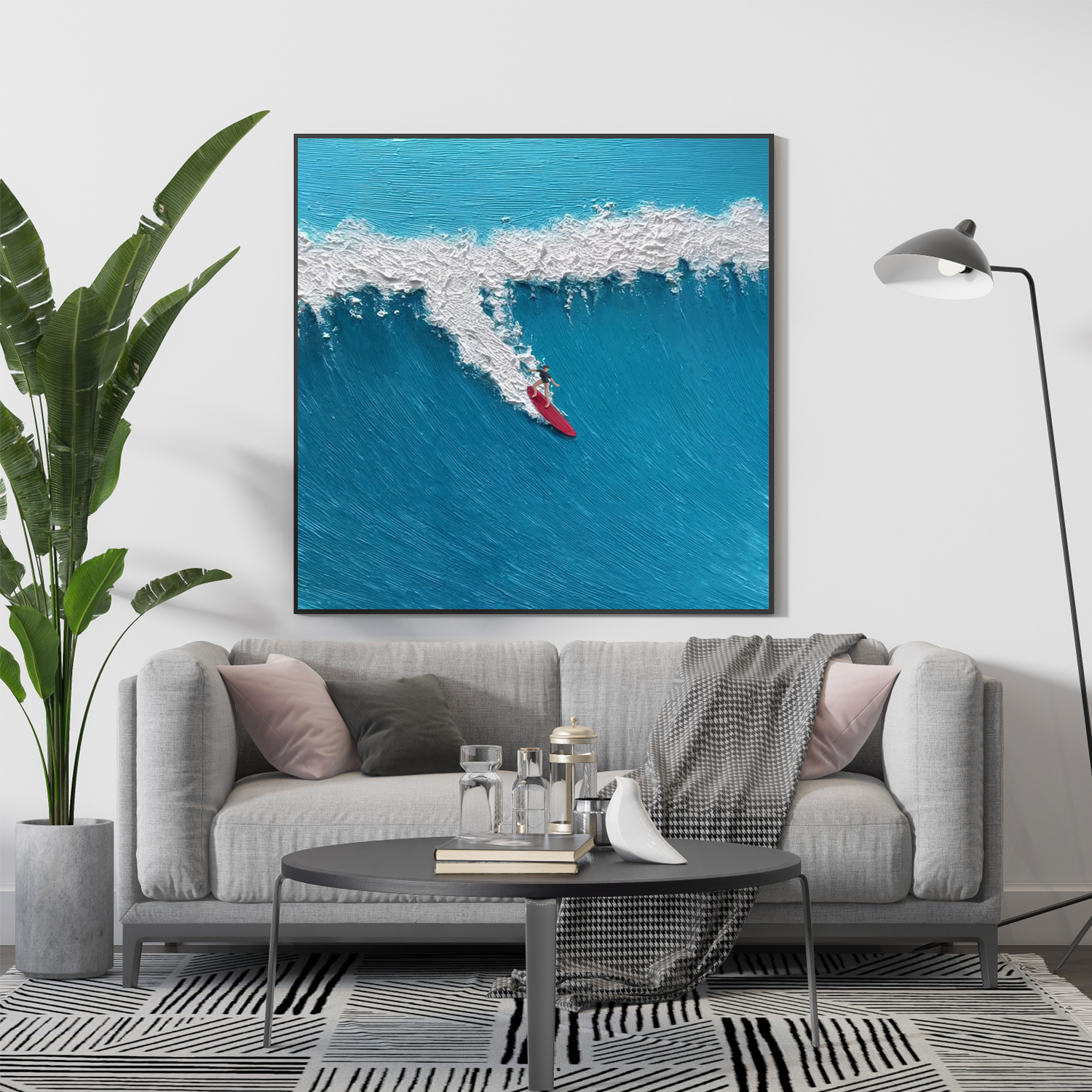 Surfing Sport Texture Canvas Painting #SA024