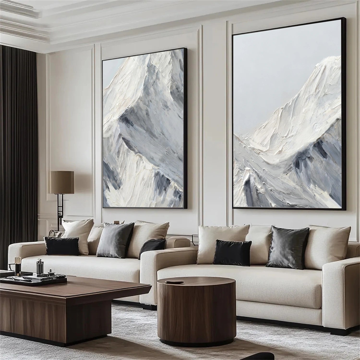 Abstract Mountain Textured Canvas Art Set of 2 #MM333