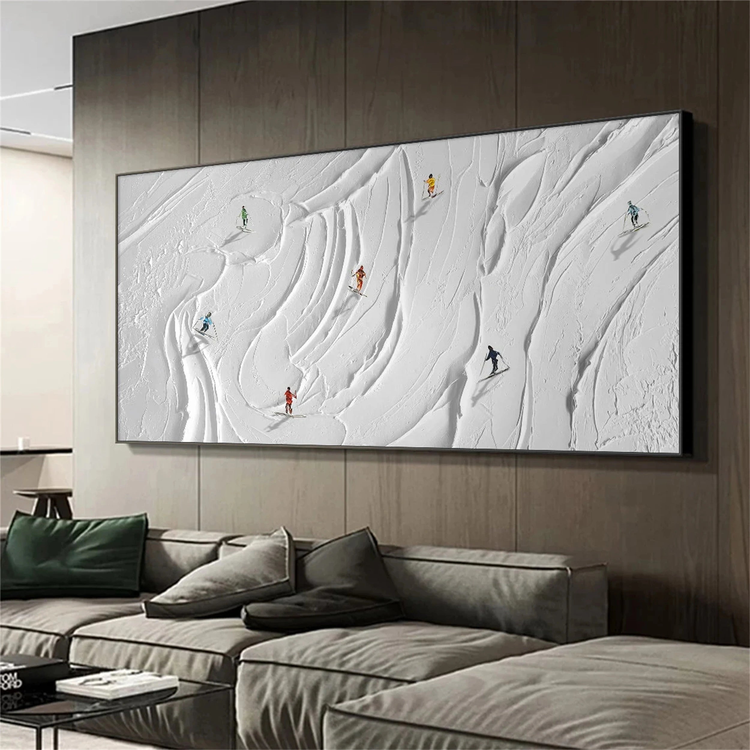 Skiing Sport Art Textured Painting Canvas #MM114