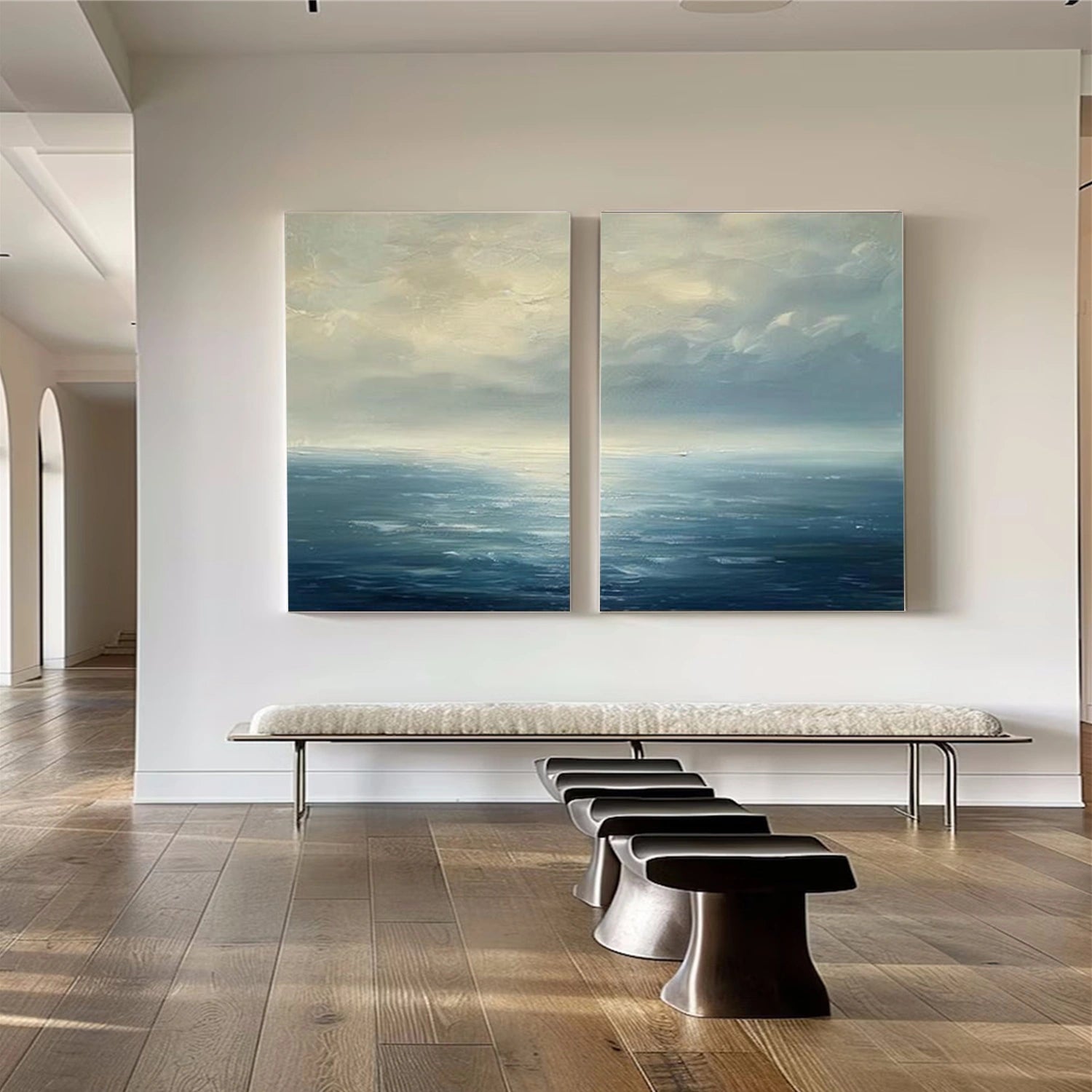 Ocean And Sky Abstract Canvas Art Set of 2 #OS353
