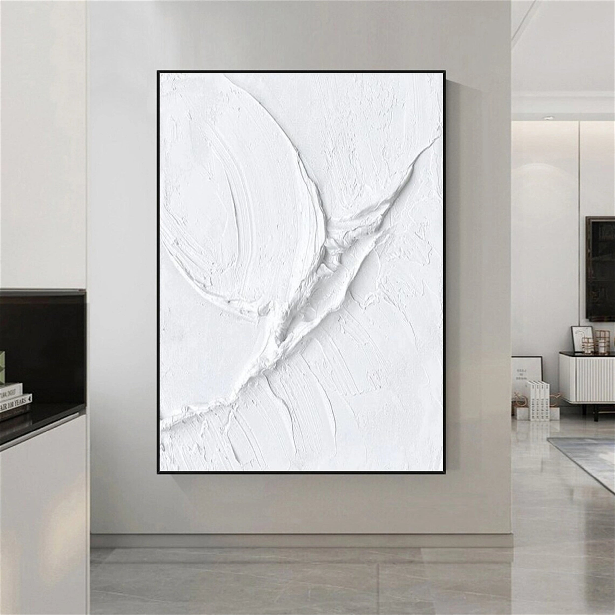 White Minimalist Textured Painting Canvas #MM161