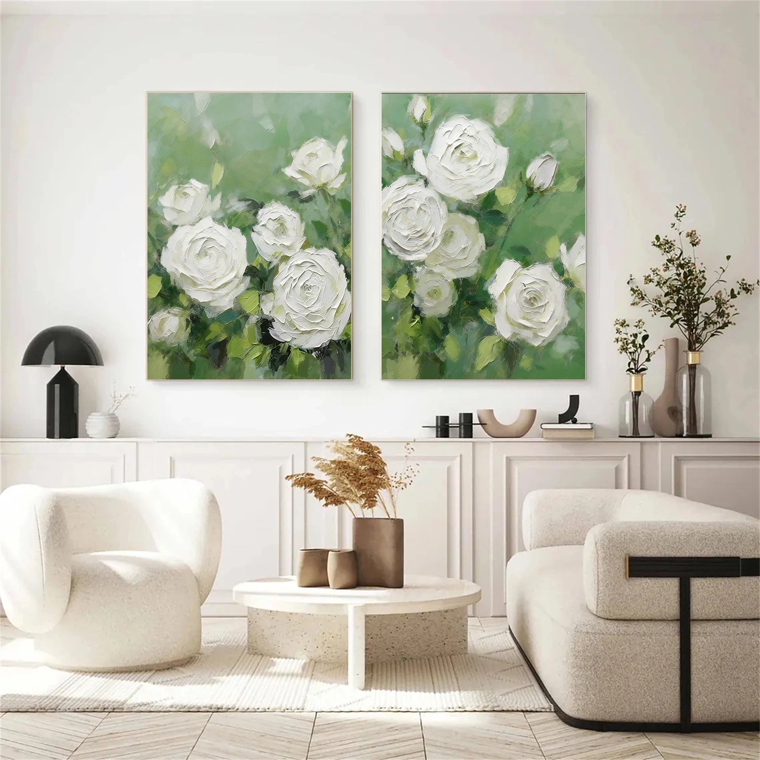 Flower & Tree Abstract Texture Canvas Art Set of 2 #FT 320