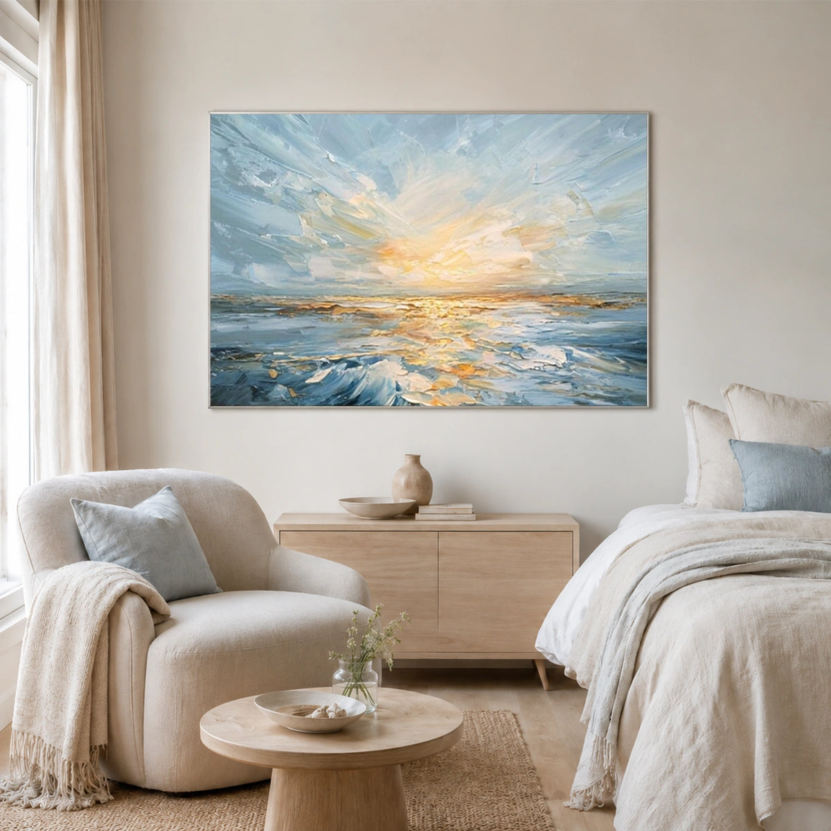 Ocean And Sky Abstract Texture Canvas Art #OS489