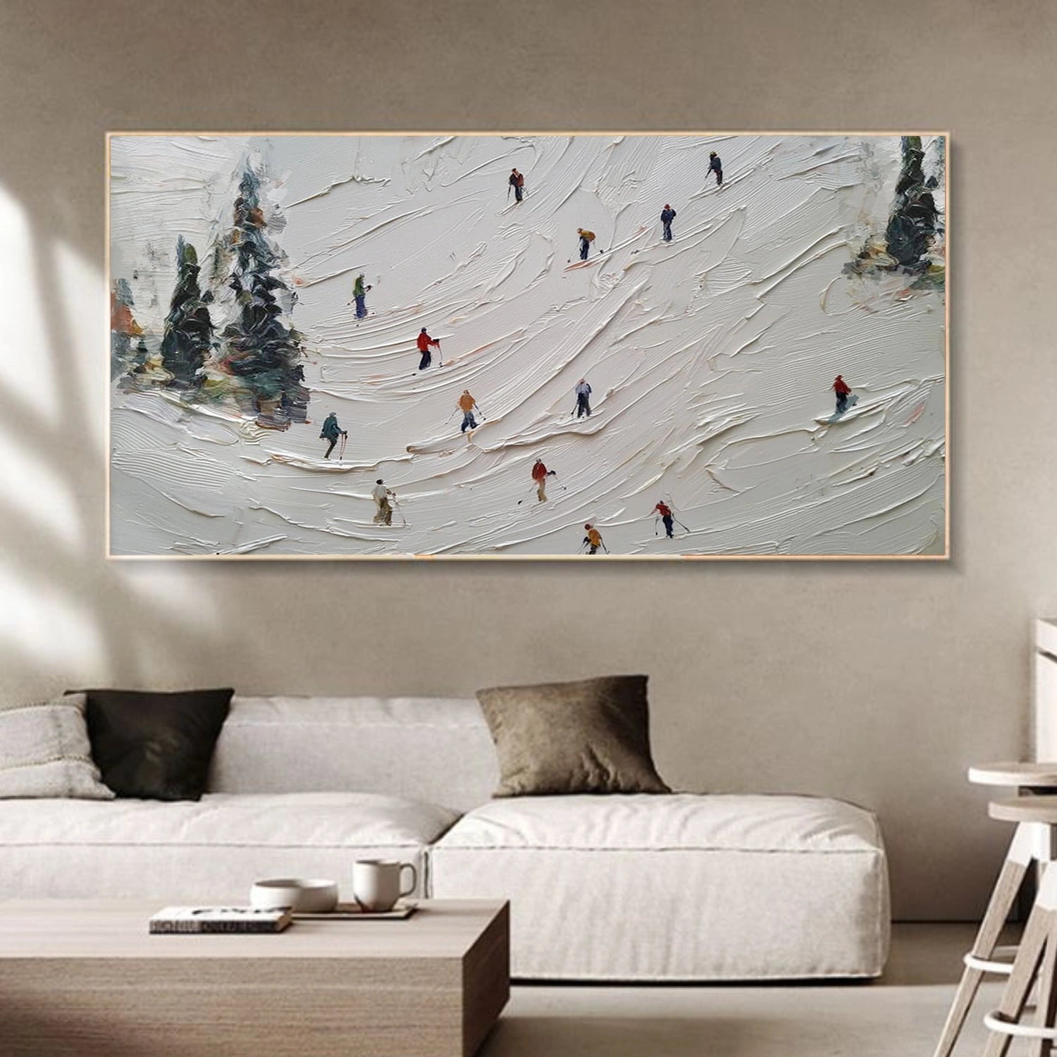 Skiing Sport Art Textured Painting Canvas  # SA066