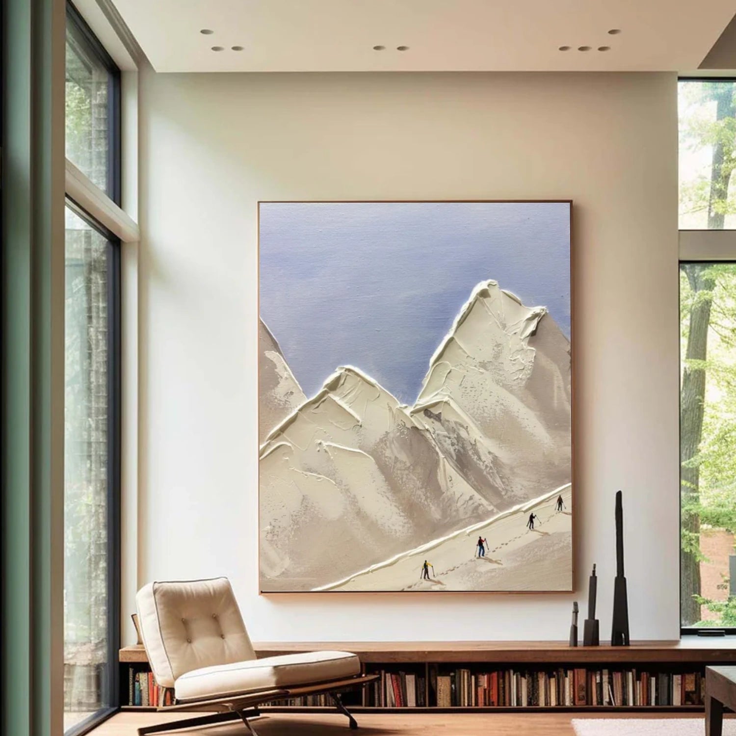 Skiing Sport Art Textured Painting Canvas # SA057