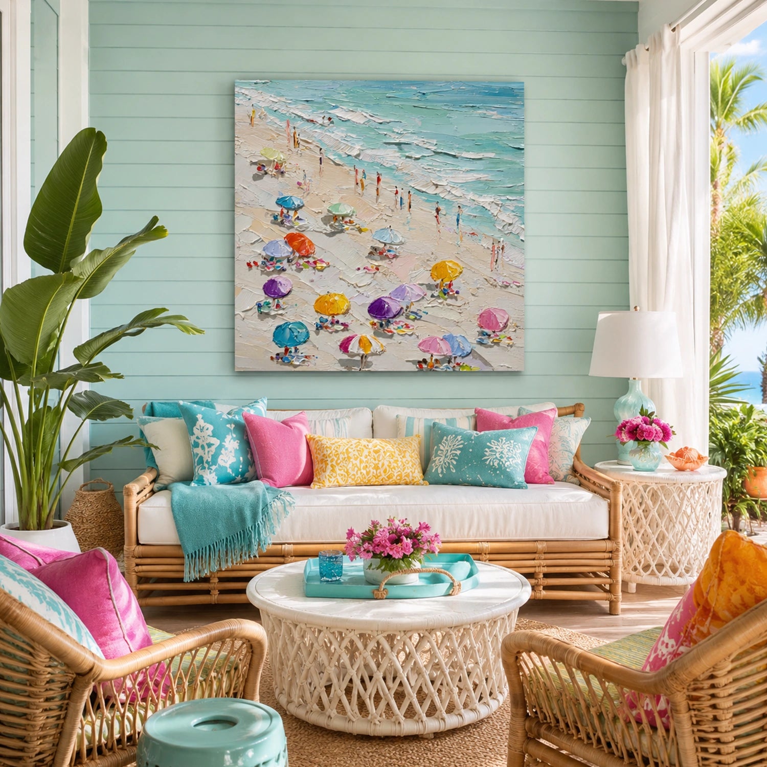 Ocean And Sky Abstract Texture Canvas Art #OS420