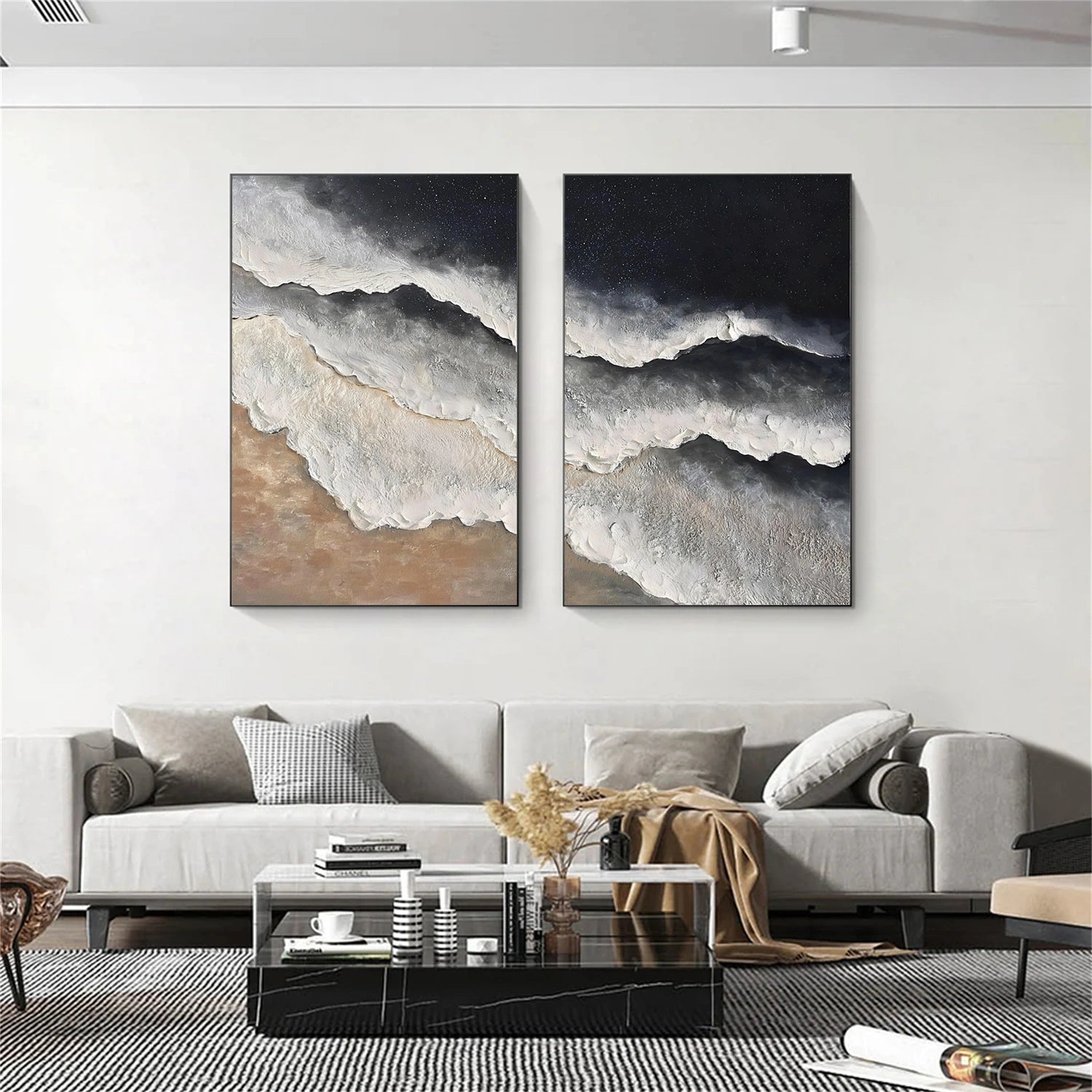 Ocean And Sky Abstract Texture Canvas Art Set Of 2 #OS385